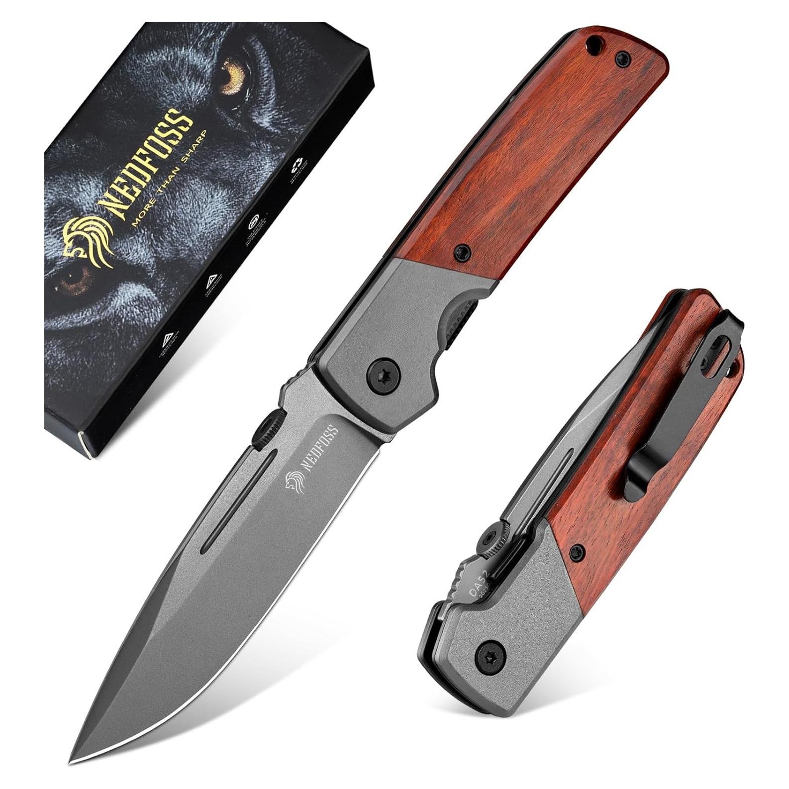 Navaja de bolsillo NedFoss DA52, cuchillo EDC 8.89 cm, ligero