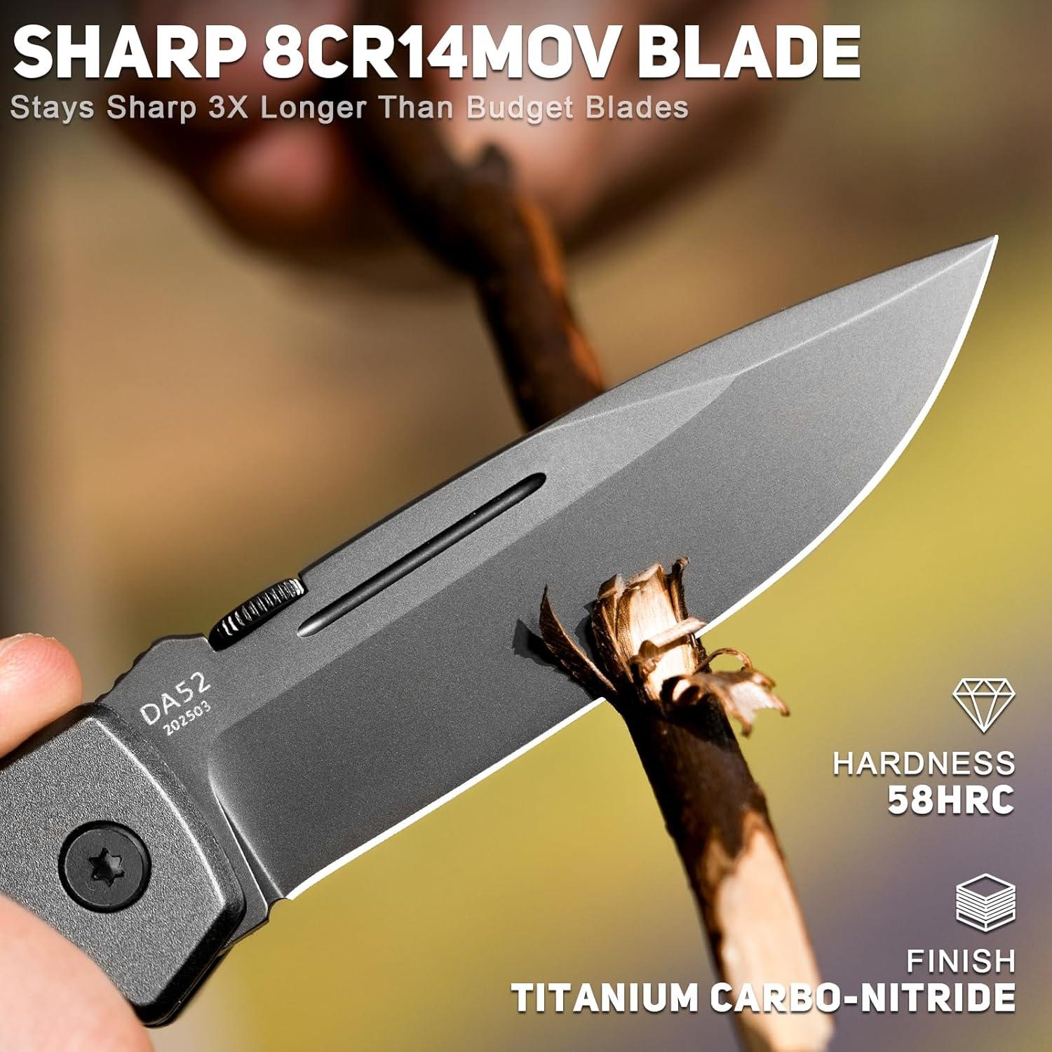 Navaja de bolsillo NedFoss DA52, cuchillo EDC 8.89 cm, ligero