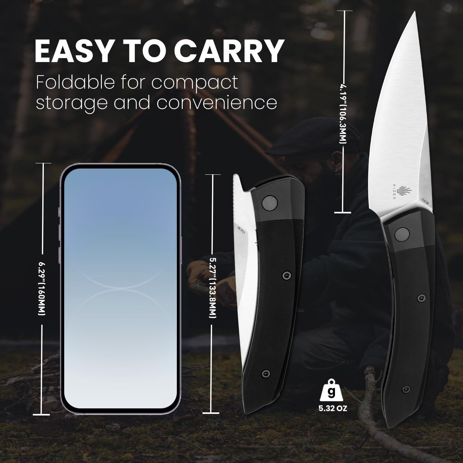 Cuchillo Plegable Kizer Momo 10.65 cm Acero 154CM Aluminio