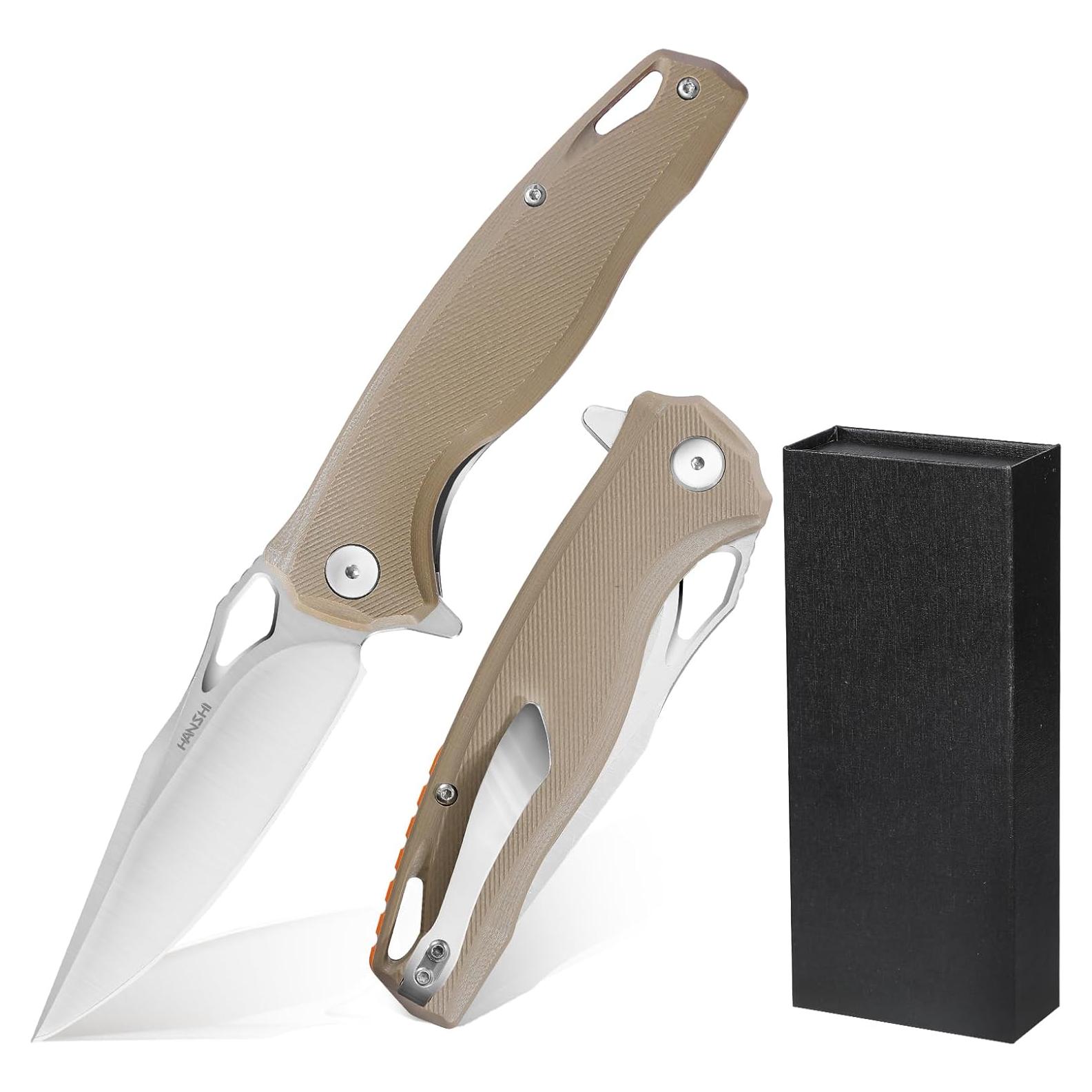 Cuchillo Plegable HANSHI de Acero D2 con Mango G10 21.8cm