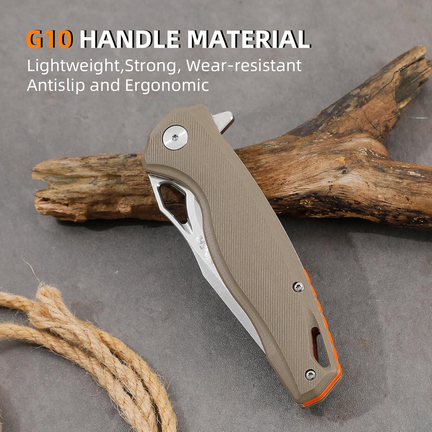 Cuchillo Plegable HANSHI de Acero D2 con Mango G10 21.8cm