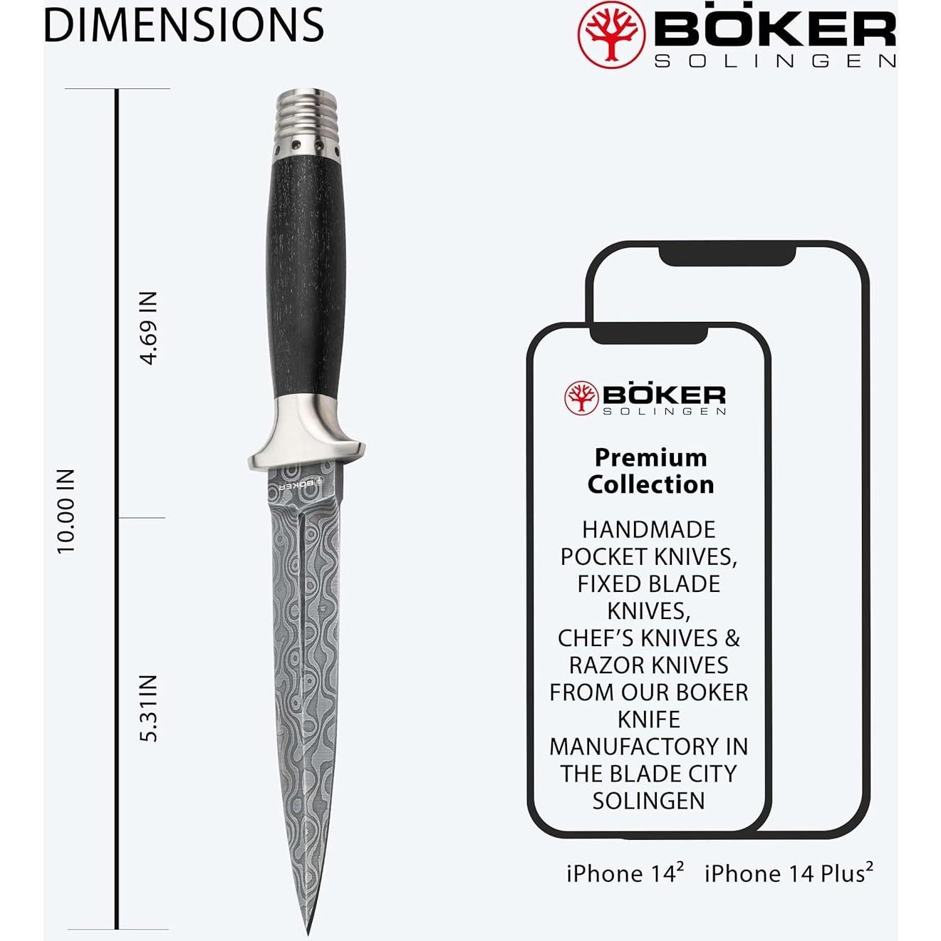 Daga Boker Damasco MG-42 - Cuchillo Fijo Militar 13.5 cm