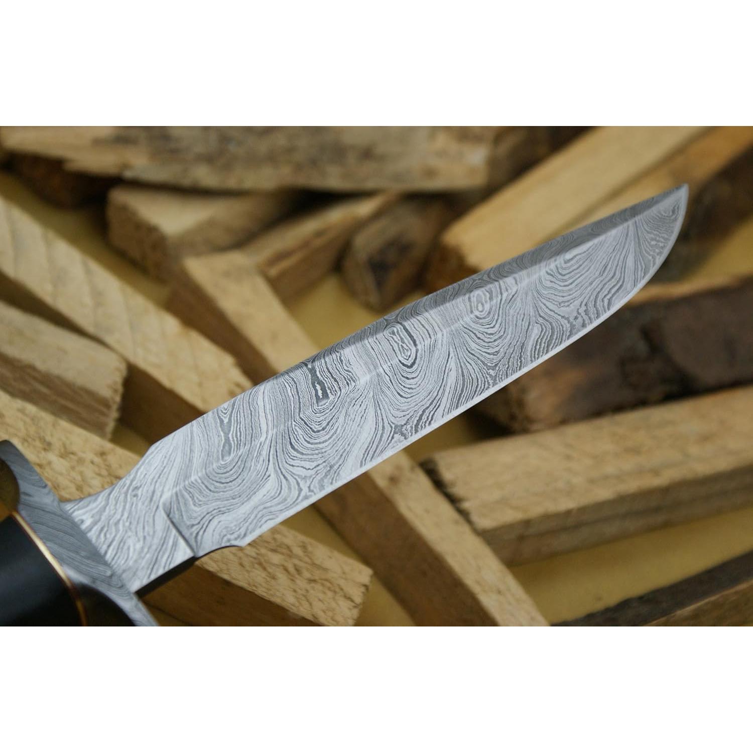 Cuchillo de Caza Damasco Cuchillo King 30.8 cm Mango Micarta