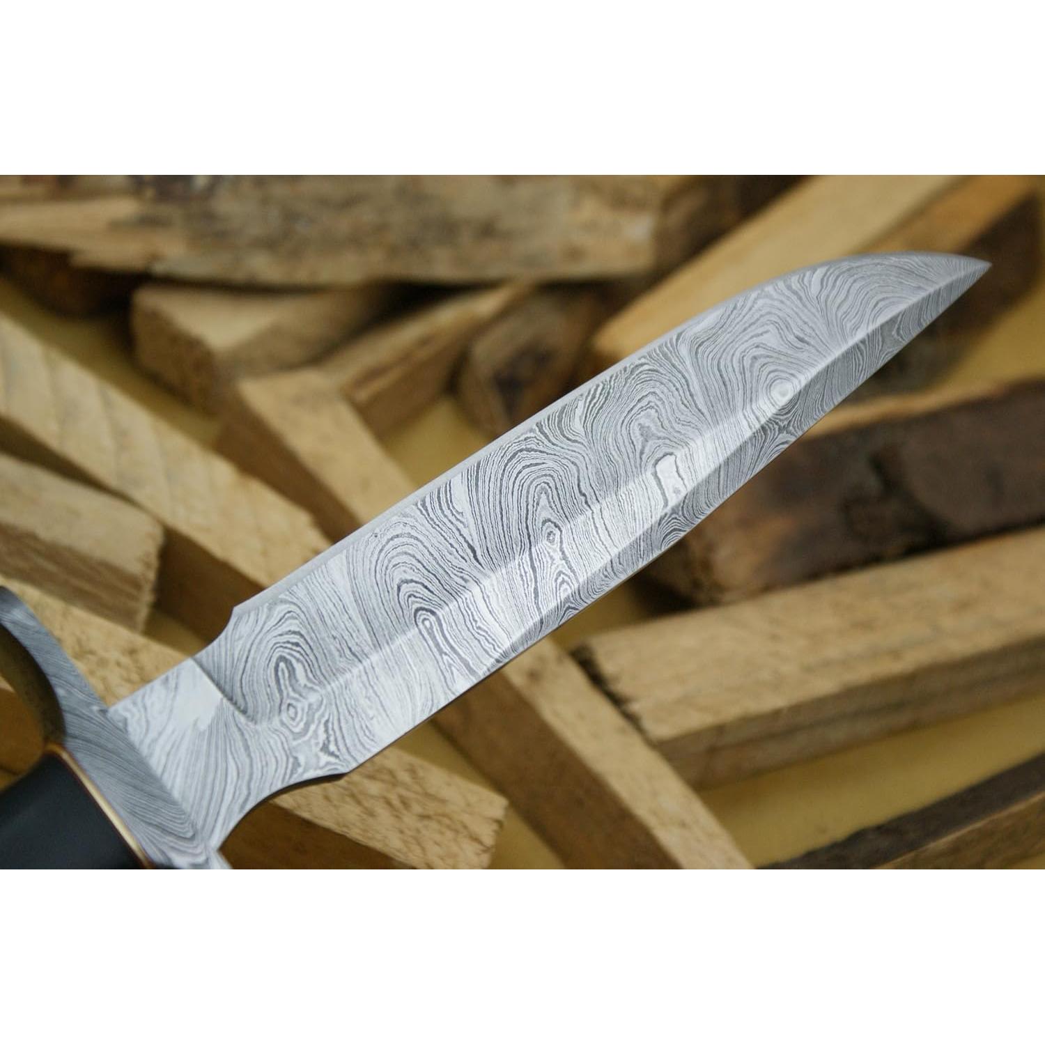 Cuchillo de Caza Damasco Cuchillo King 30.8 cm Mango Micarta