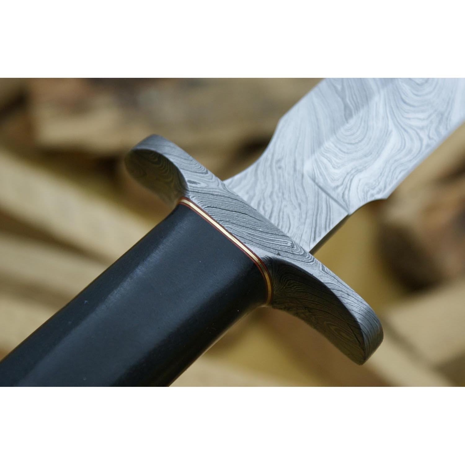 Cuchillo de Caza Damasco Cuchillo King 30.8 cm Mango Micarta