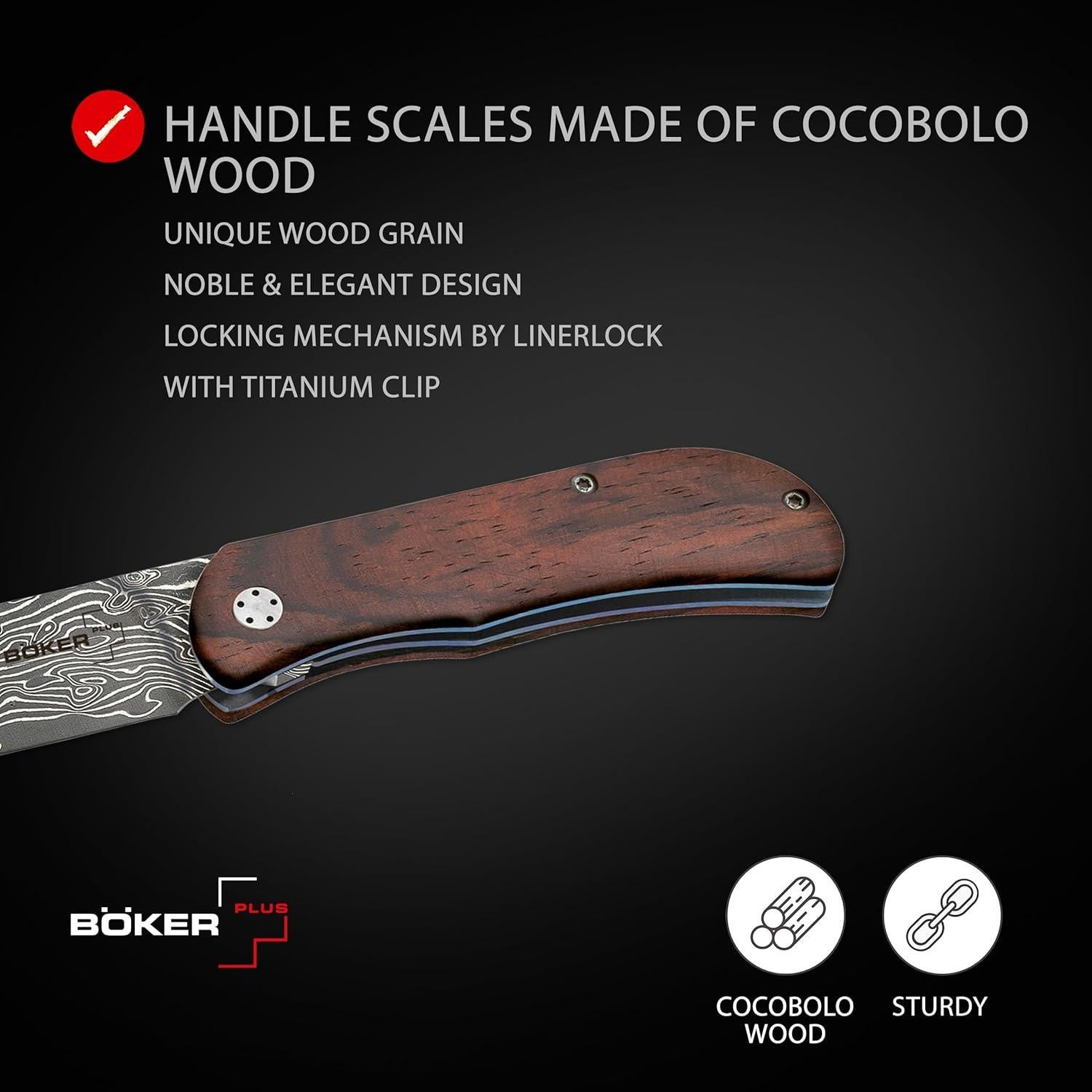 Cuchillo Boker Plus Exskelibur II Damasco Cocobolo 6.99 cm