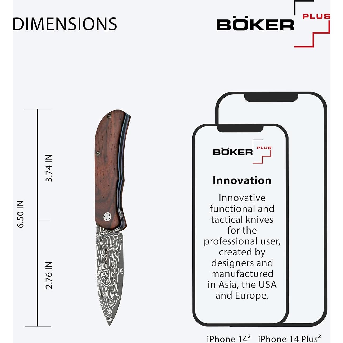 Cuchillo Boker Plus Exskelibur II Damasco Cocobolo 6.99 cm