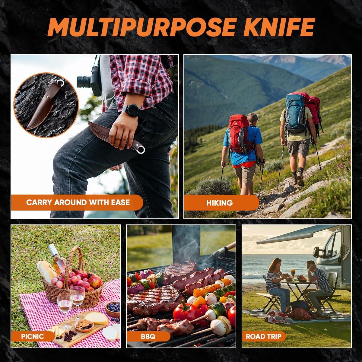 Cuchillo de Caza 10MOONS de Hoja Fija 21.59 cm con Funda