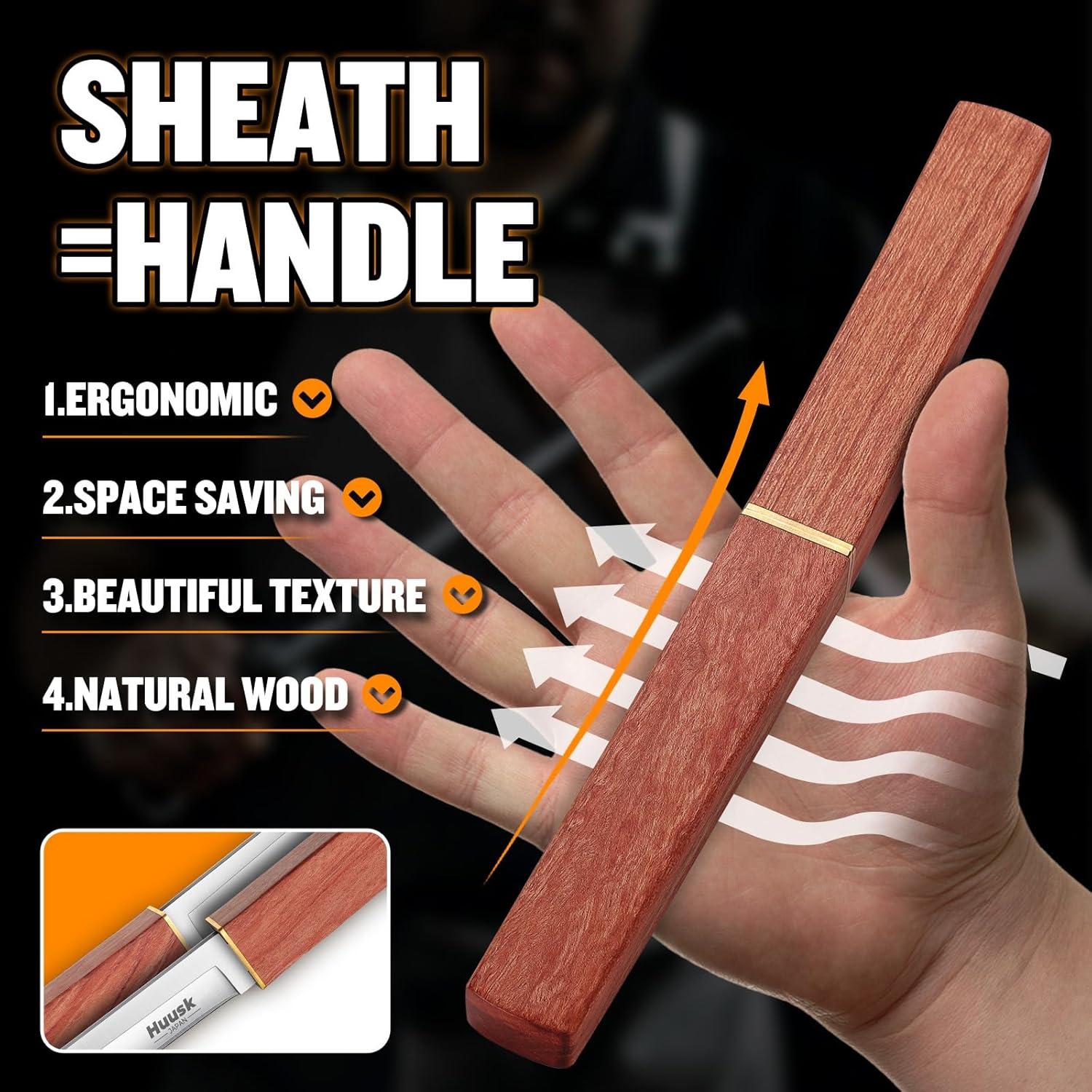 Cuchillo de Camping Huusk Doble Cuchillo Acero D2 24.5cm