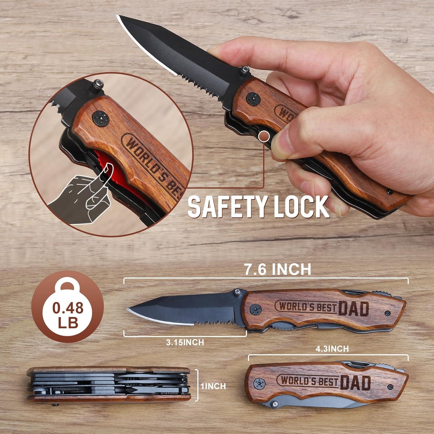 Cuchillo de Bolsillo OOPERAY de Madera para Papá - Regalo Día del Padre