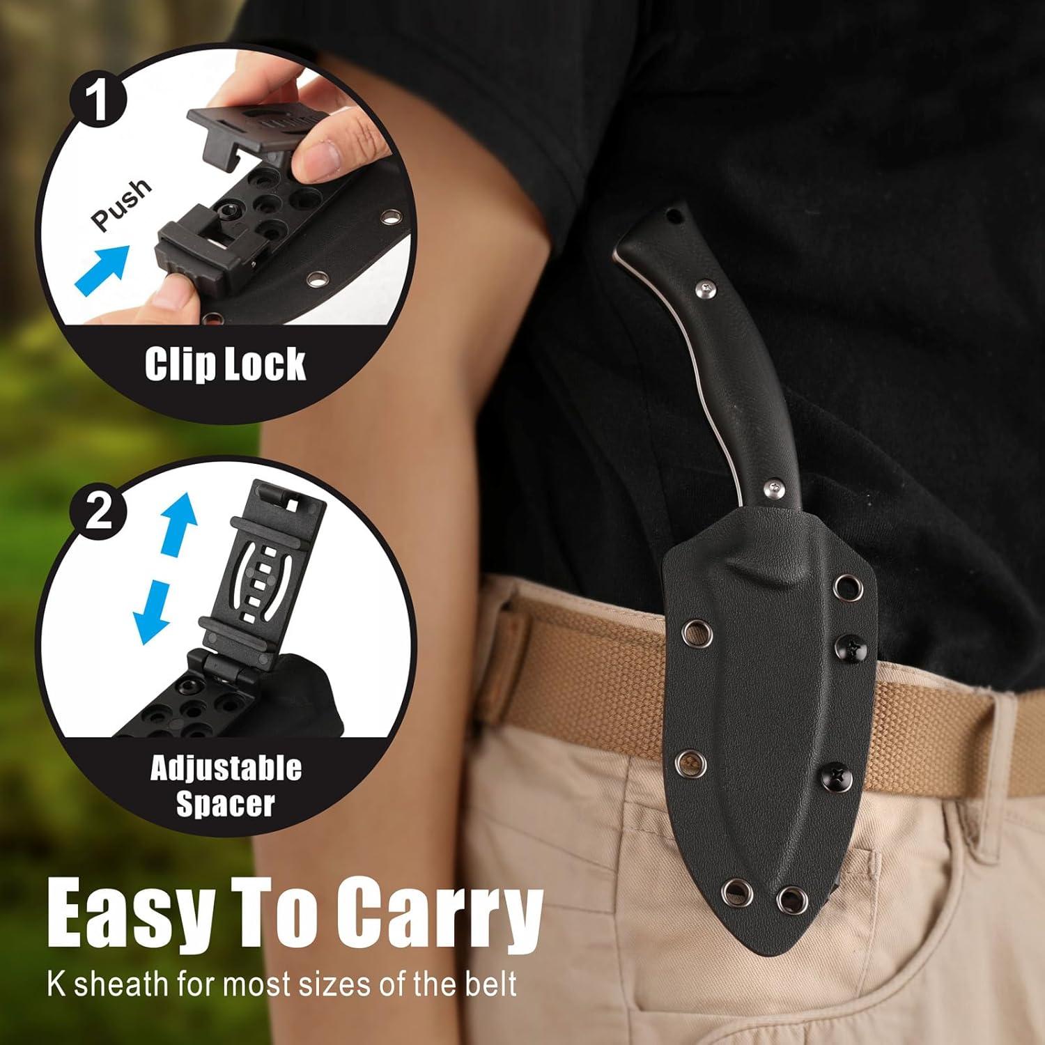 Cuchillo de hoja fija REAT RT-500 con funda Kydex 20.32 cm