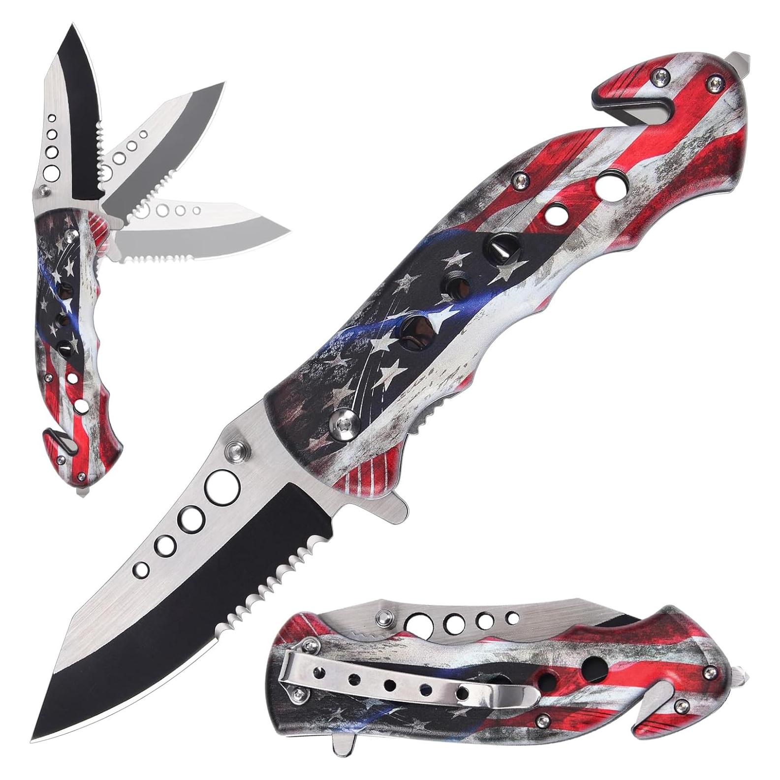 Cuchillo de Camping Plegable 4 en 1 edcfans 20.32 cm Acero Inoxidable