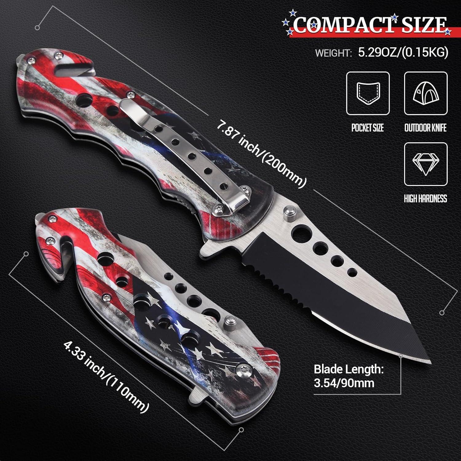 Cuchillo de Camping Plegable 4 en 1 edcfans 20.32 cm Acero Inoxidable