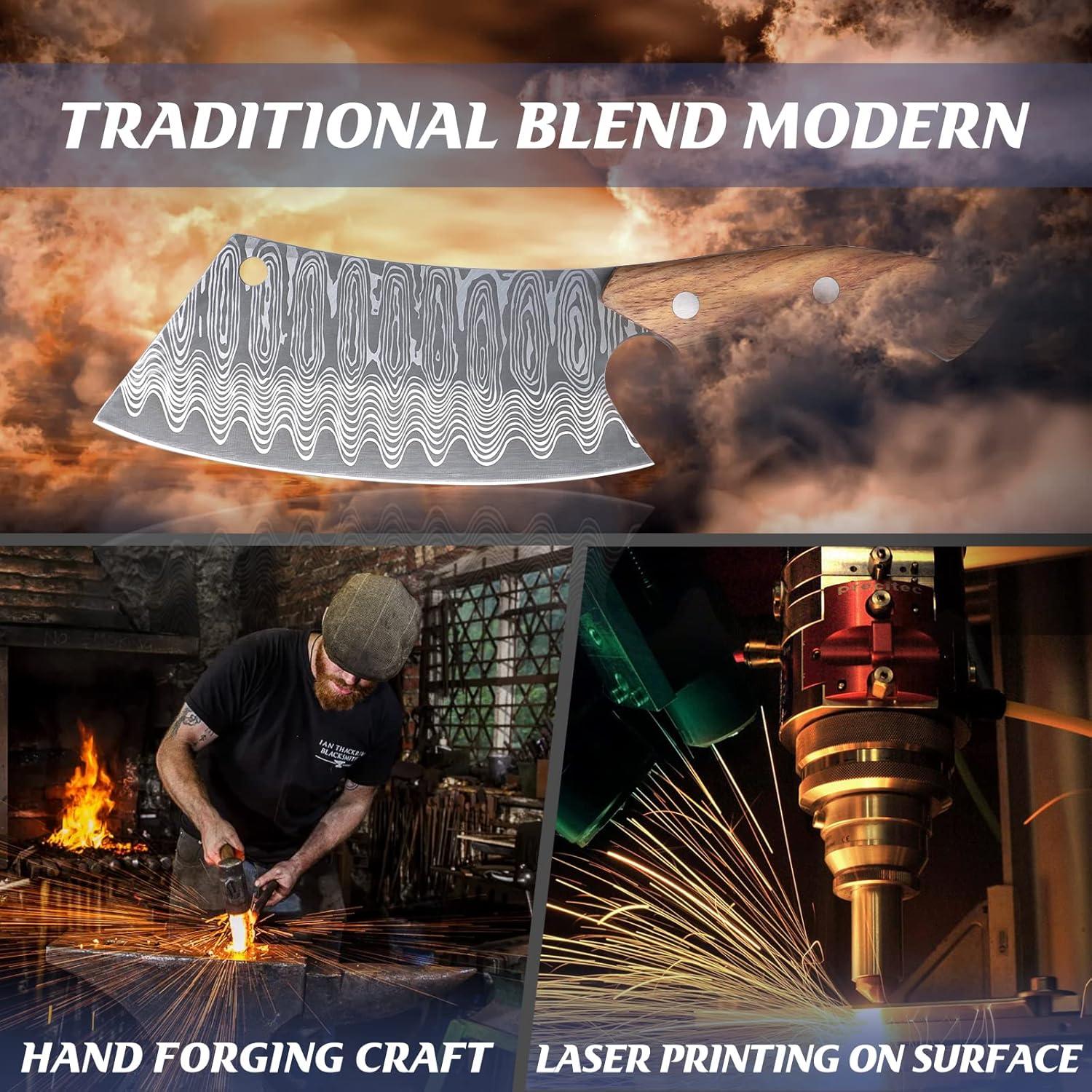 Cuchillo Huusk Japonés Forjado a Mano 18cm Acero Carbono