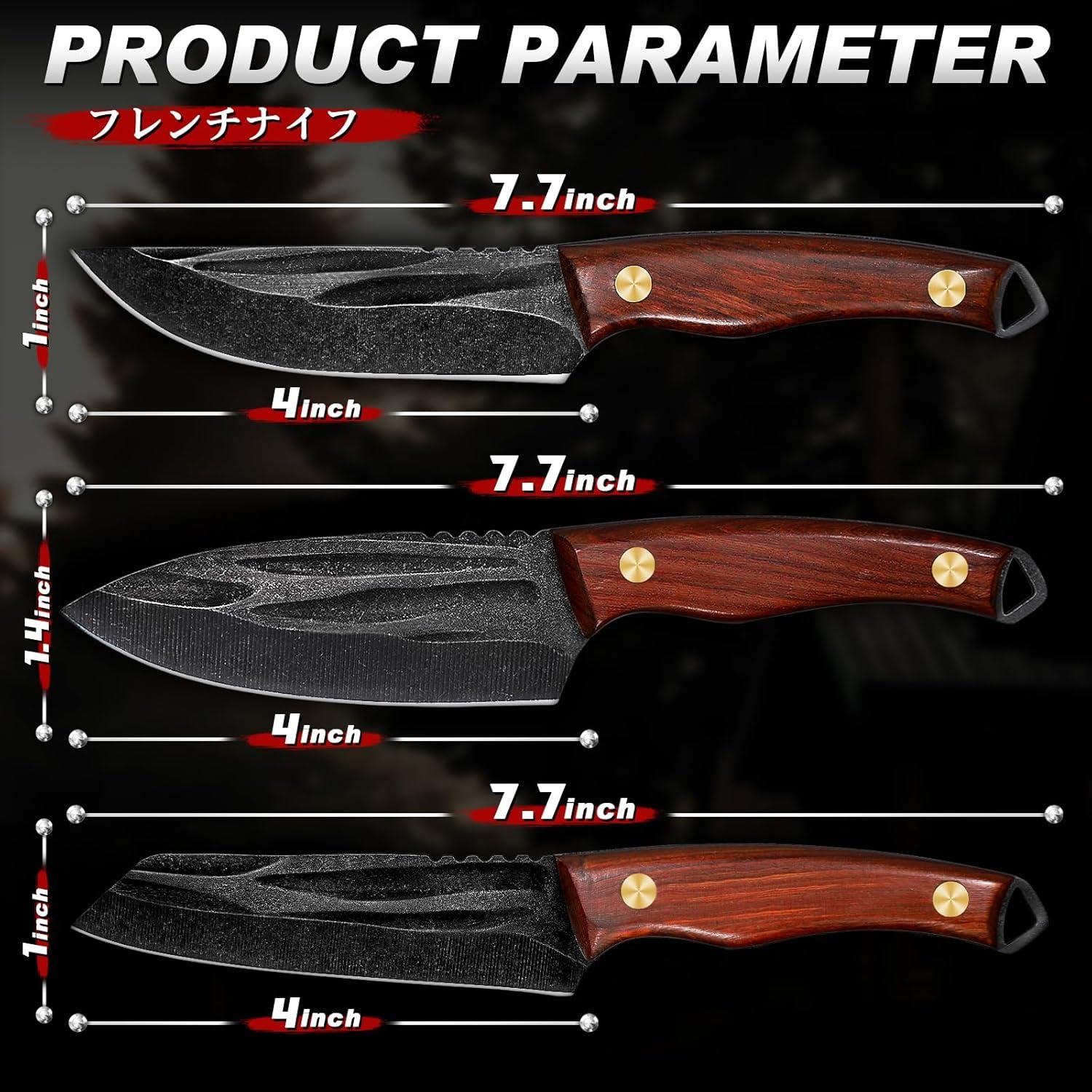Juego de Cuchillos de Camping TIVOLI - Forjados a Mano, 3 Piezas