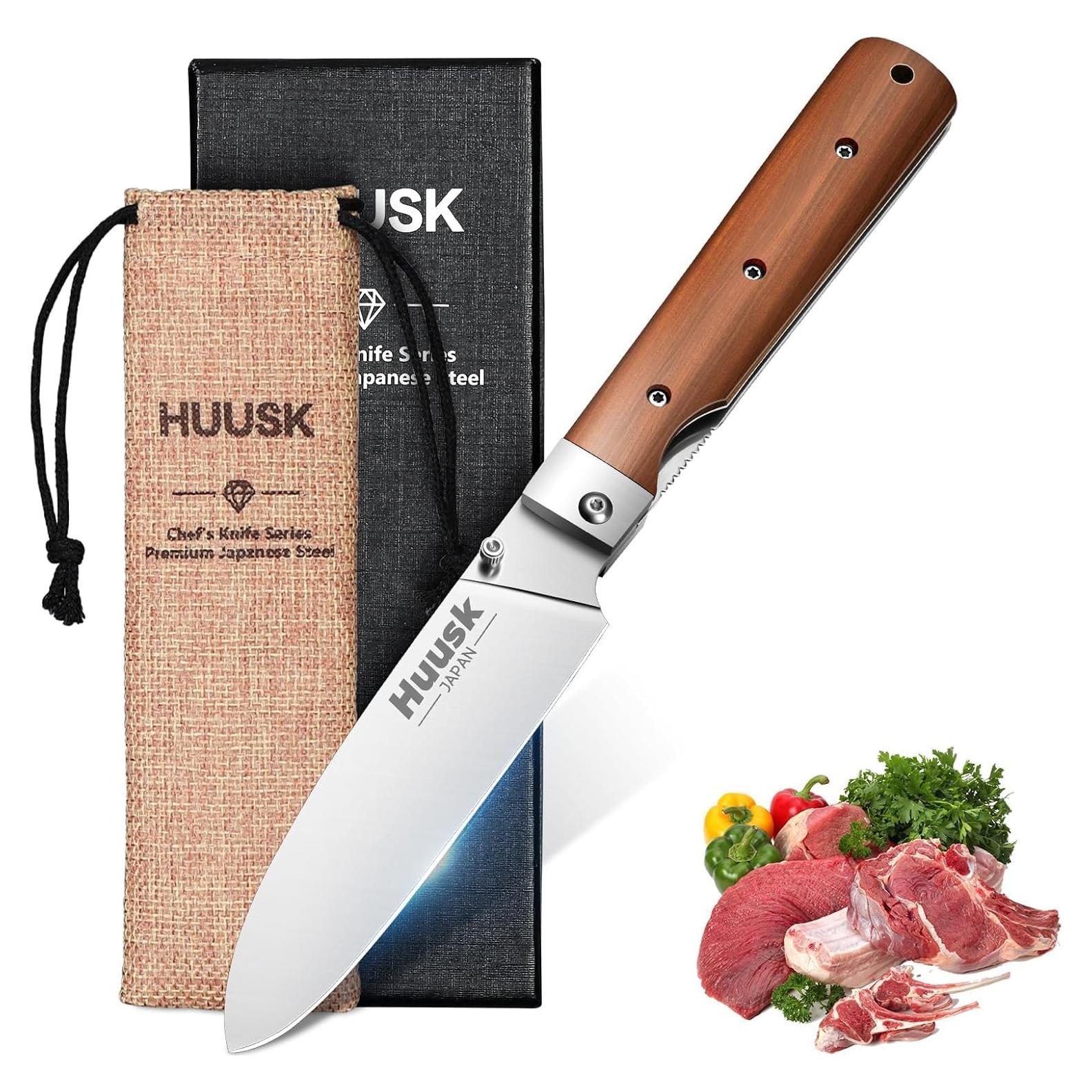 Cuchillo de Chef Plegable Huusk 23cm Acero Inoxidable 440C