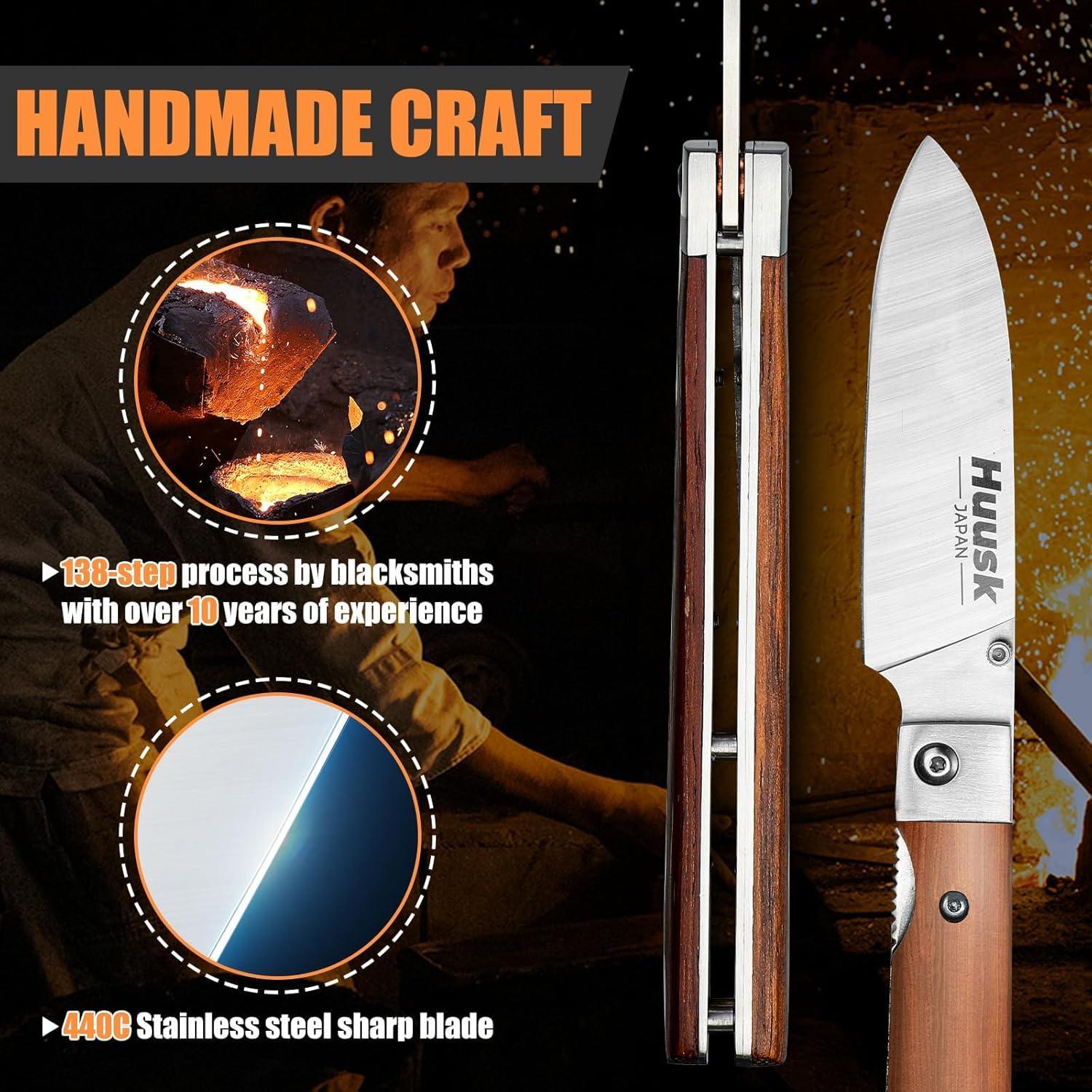 Cuchillo de Chef Plegable Huusk 23cm Acero Inoxidable 440C