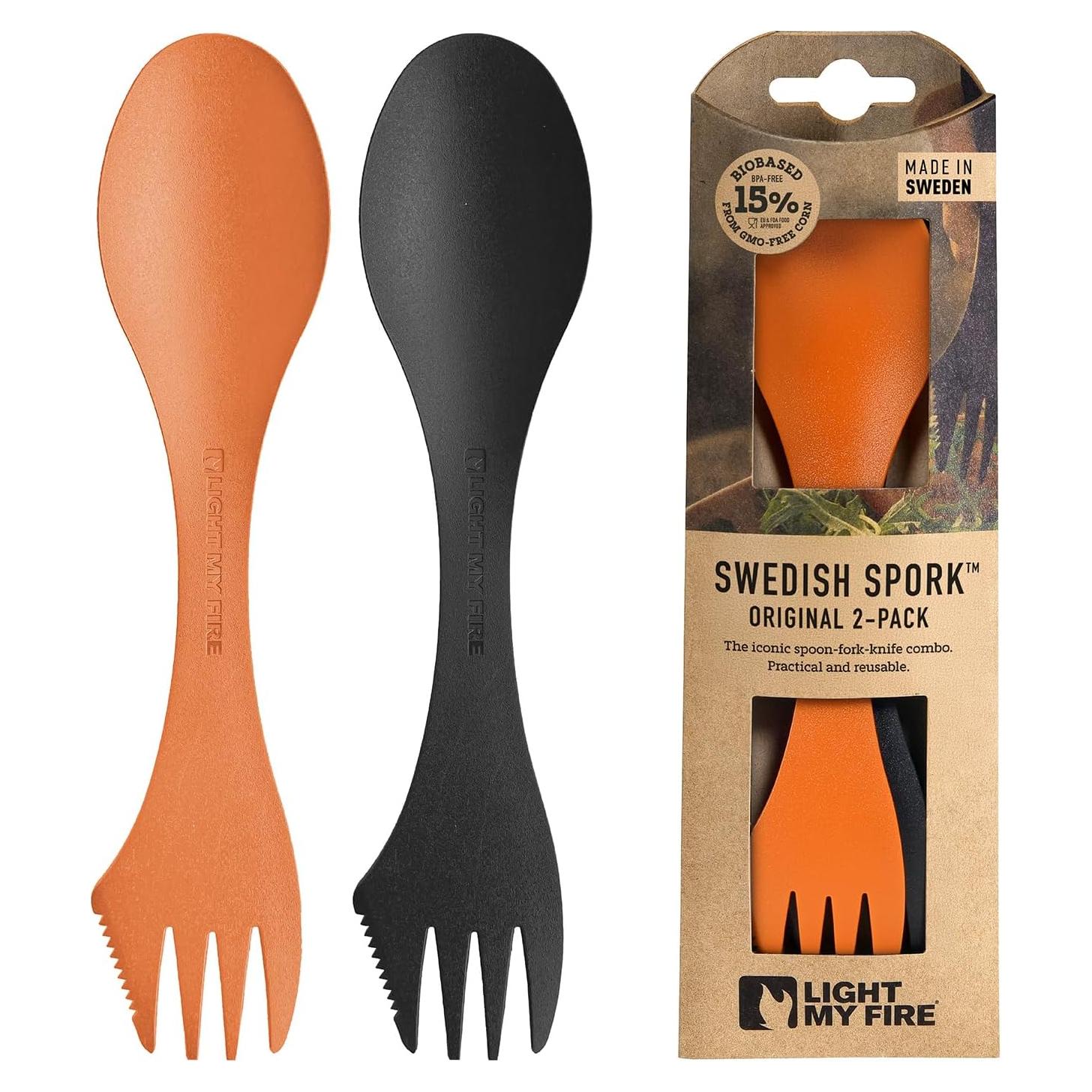 Spork Light My Fire 2-Pack Reutilizable Camping Naranja/Negro