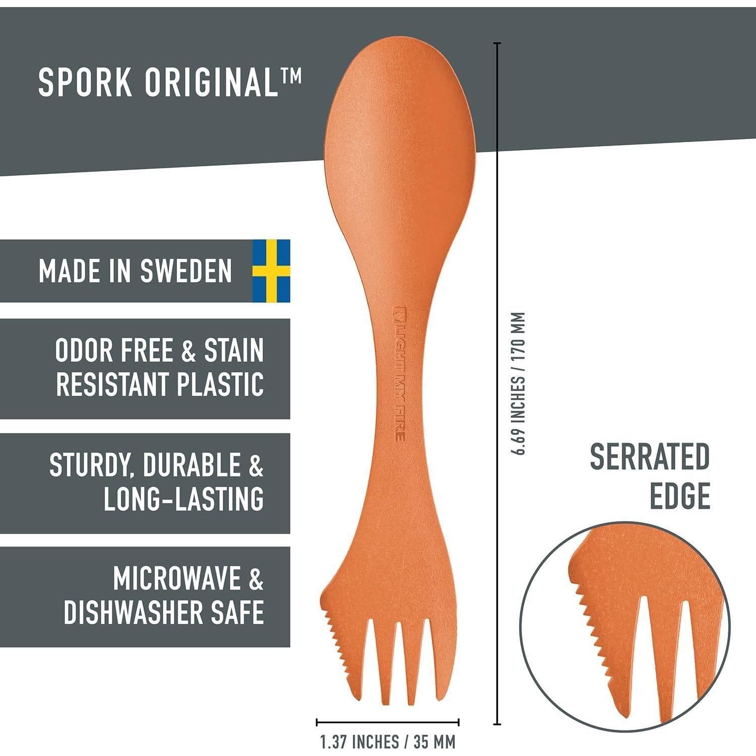 Spork Light My Fire 2-Pack Reutilizable Camping Naranja/Negro