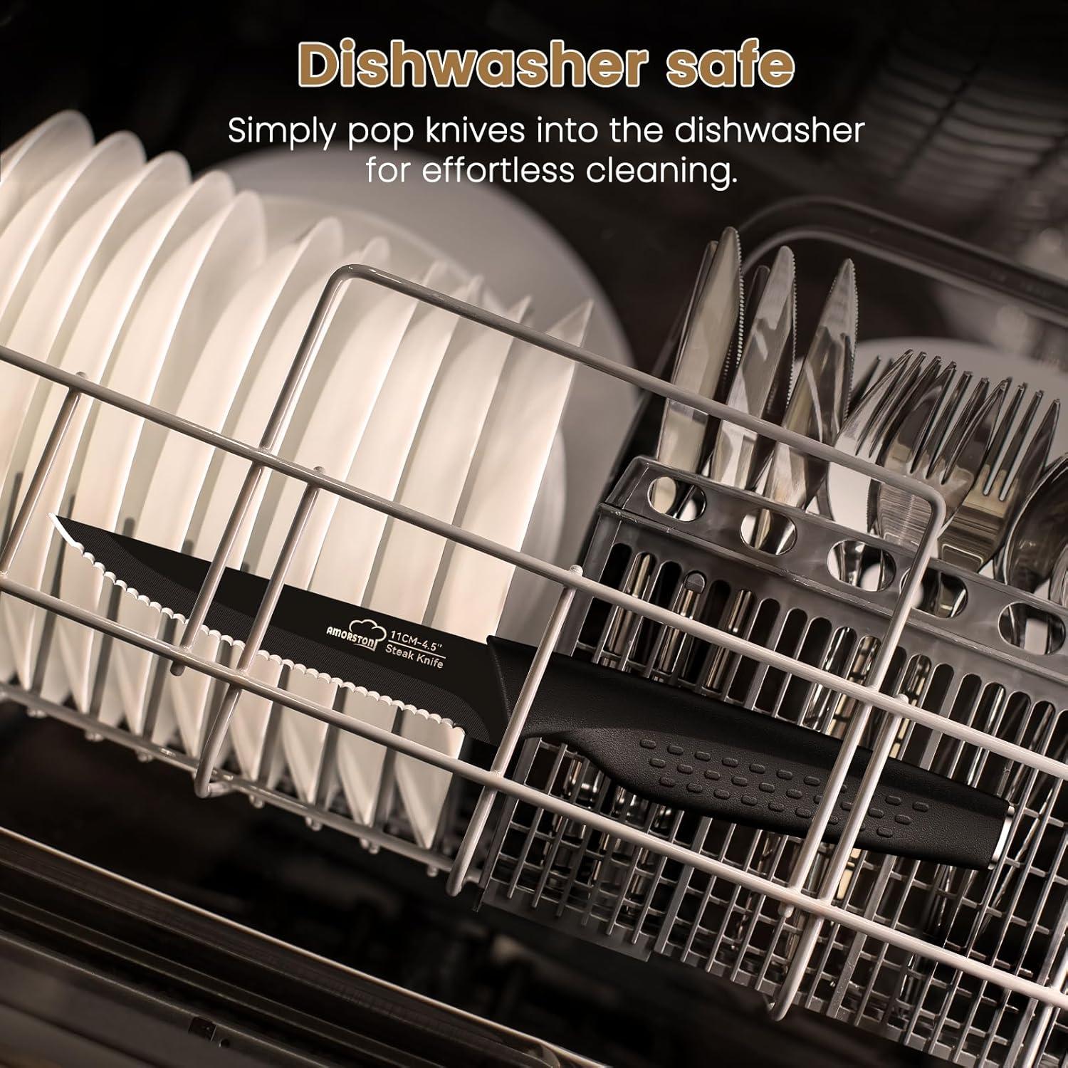 Juego de 8 Cuchillos para Carne Amorston - Acero Inoxidable Negro