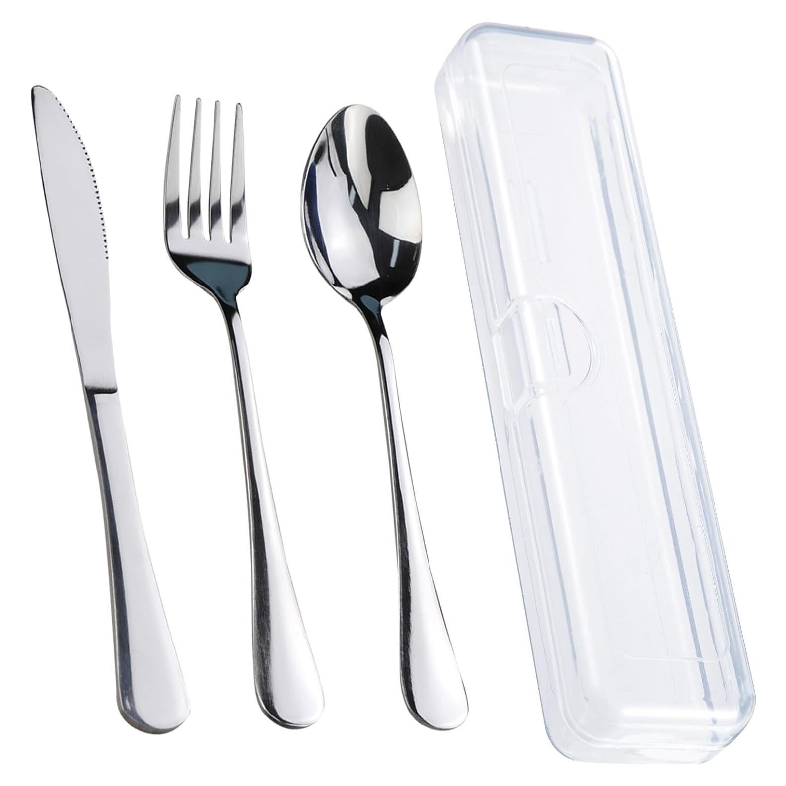 Juego de Utensilios de Viaje 4PCS Acero Inoxidable Lengnoyp