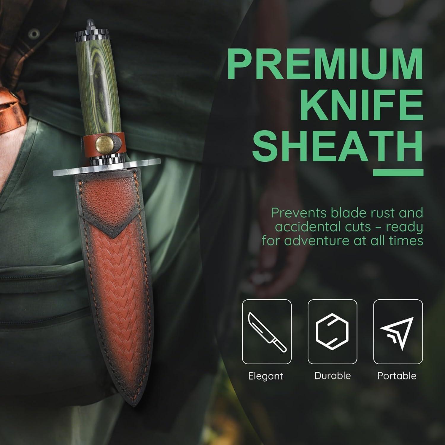 Cuchillo de Hoja Fija FUSIONKEI Damasco 30.5cm con Funda