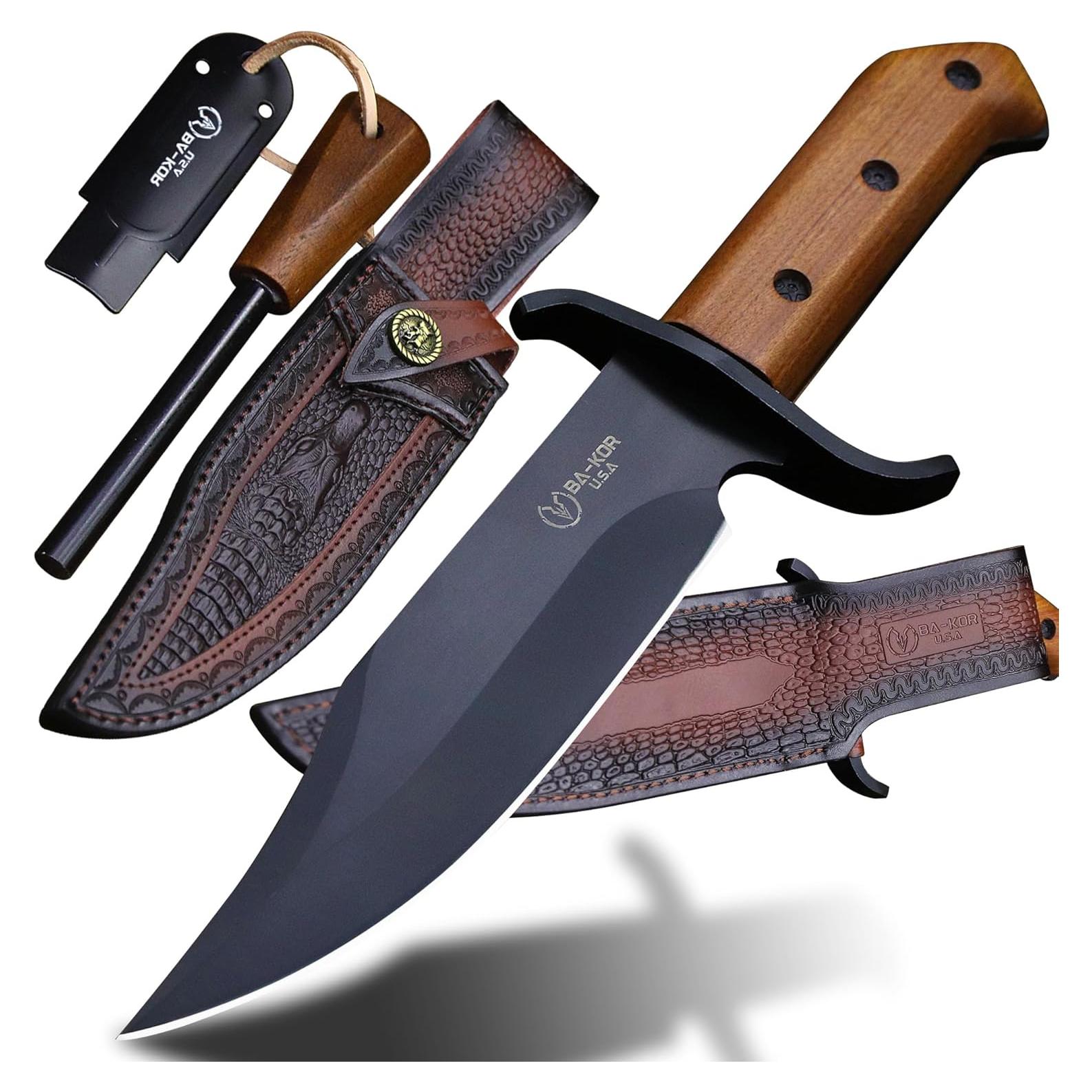 Cuchillo Bowie BA-KOR 33cm Acero 9CR18MOV + Funda y Encendedor