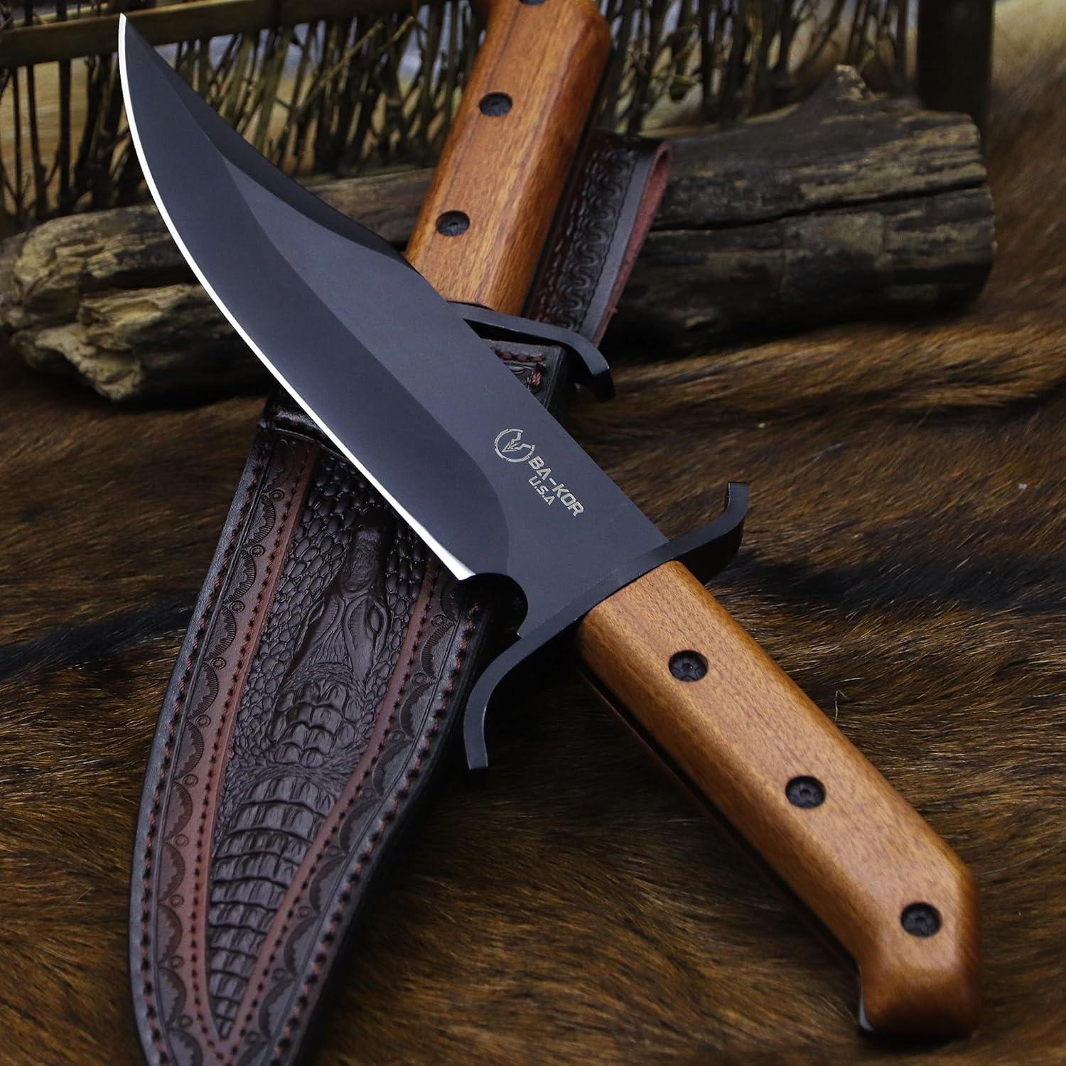 Cuchillo Bowie BA-KOR 33cm Acero 9CR18MOV + Funda y Encendedor