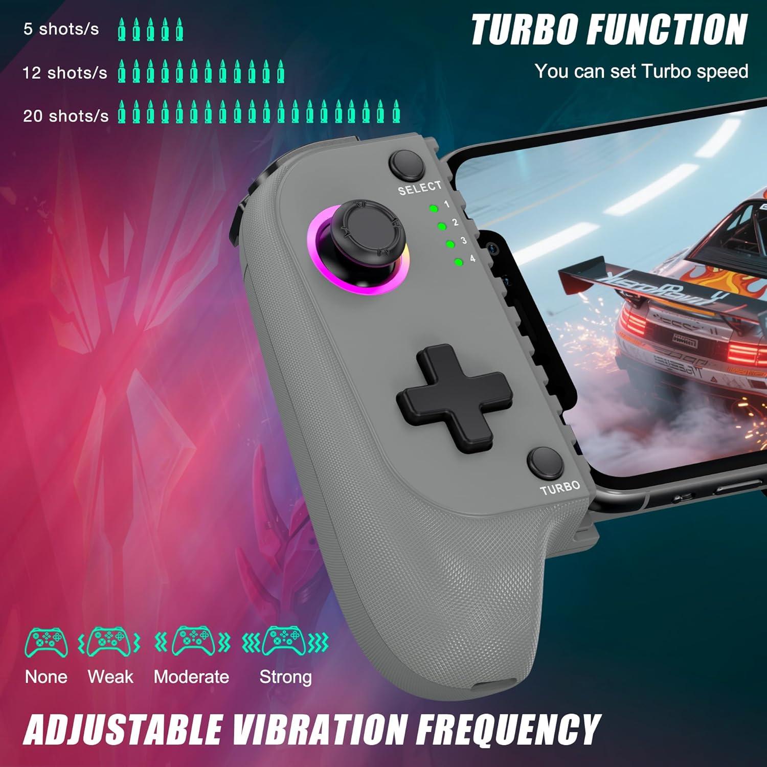 CYOYPPY Mobile Game Controller for iPhone/Android Wireless gaming controller Support Phone Case - Compatible with Xbox Game Pass, PlayStation, Steam Link, Call of Duty, Roblox & Minecraft (Grey)