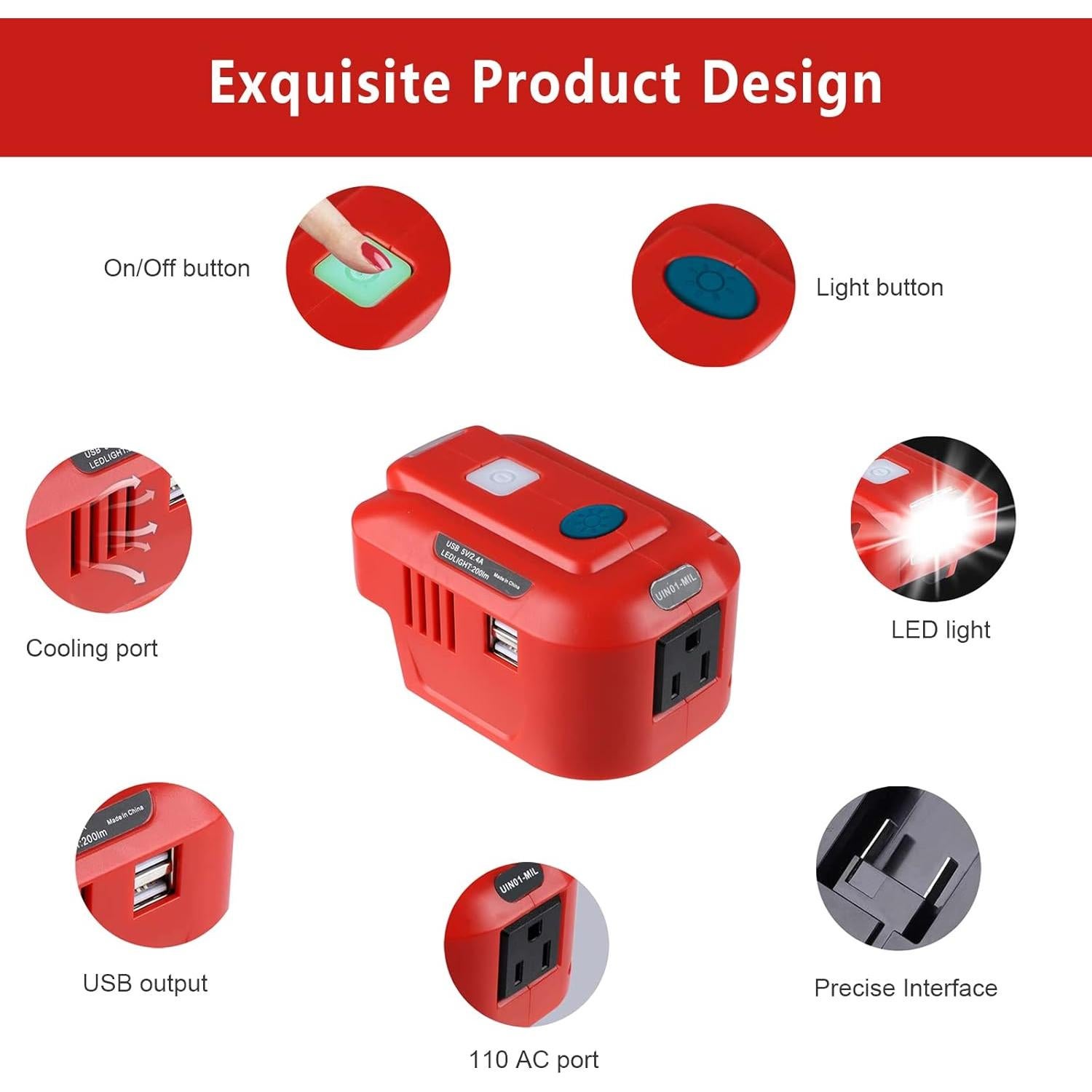 Inversor de Potencia Portátil BTRUI 150W para Batería Craftsman 20V