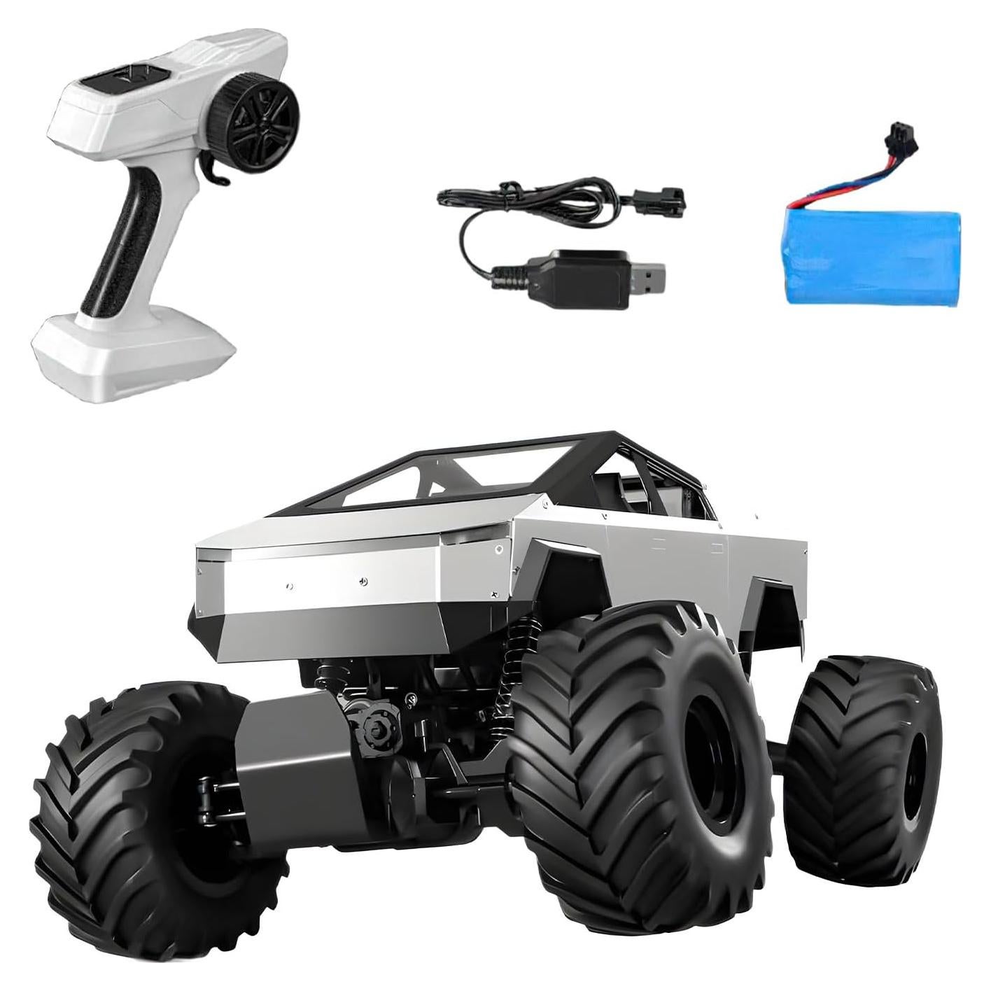 Remote Control Car, 2.4Ghz 1/8 Scale Model Racing Car Toys, Aluminum Alloy 4WD Off-Road PickupTruck with LED Headlight and Rechargeable Battery Gifts for Adults Boys (RC)