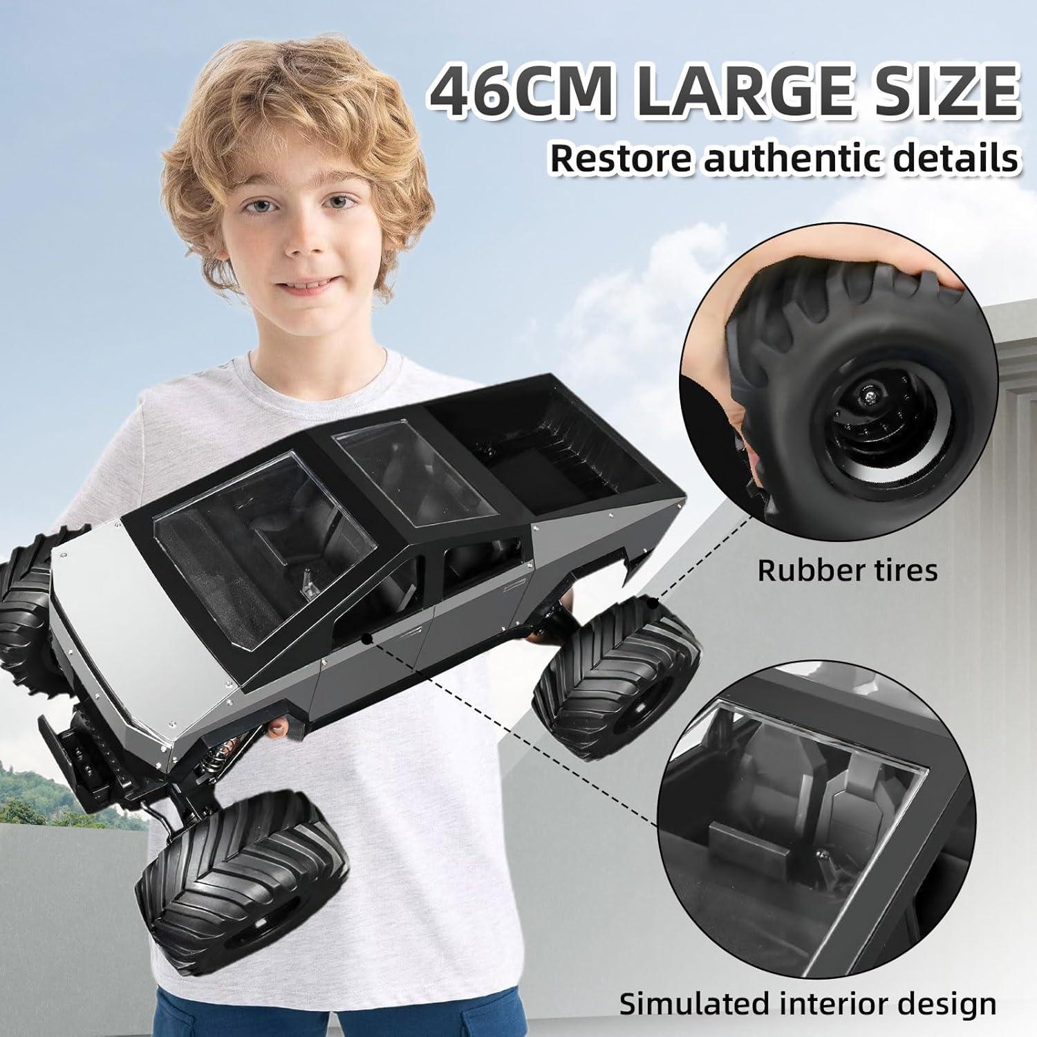 Remote Control Car, 2.4Ghz 1/8 Scale Model Racing Car Toys, Aluminum Alloy 4WD Off-Road PickupTruck with LED Headlight and Rechargeable Battery Gifts for Adults Boys (RC)