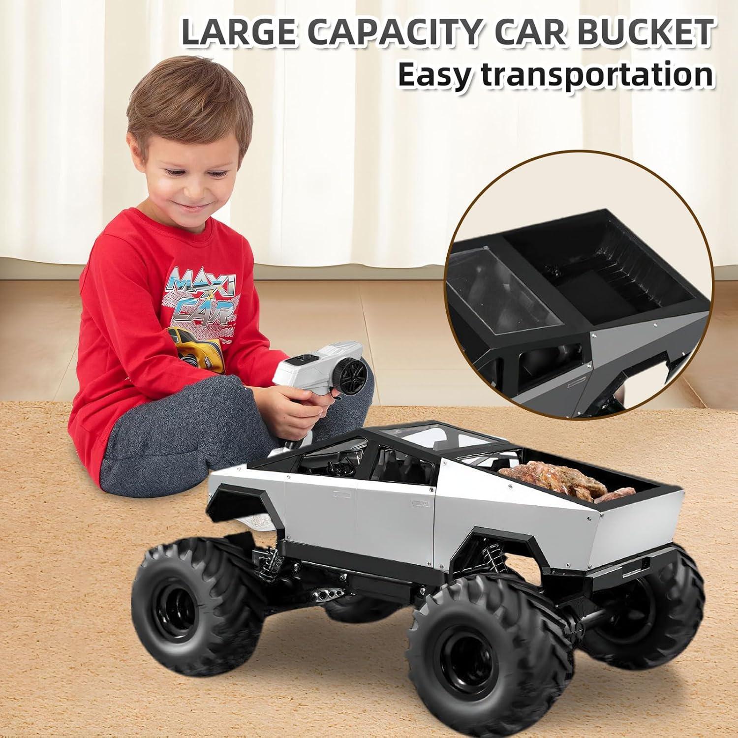 Remote Control Car, 2.4Ghz 1/8 Scale Model Racing Car Toys, Aluminum Alloy 4WD Off-Road PickupTruck with LED Headlight and Rechargeable Battery Gifts for Adults Boys (RC)