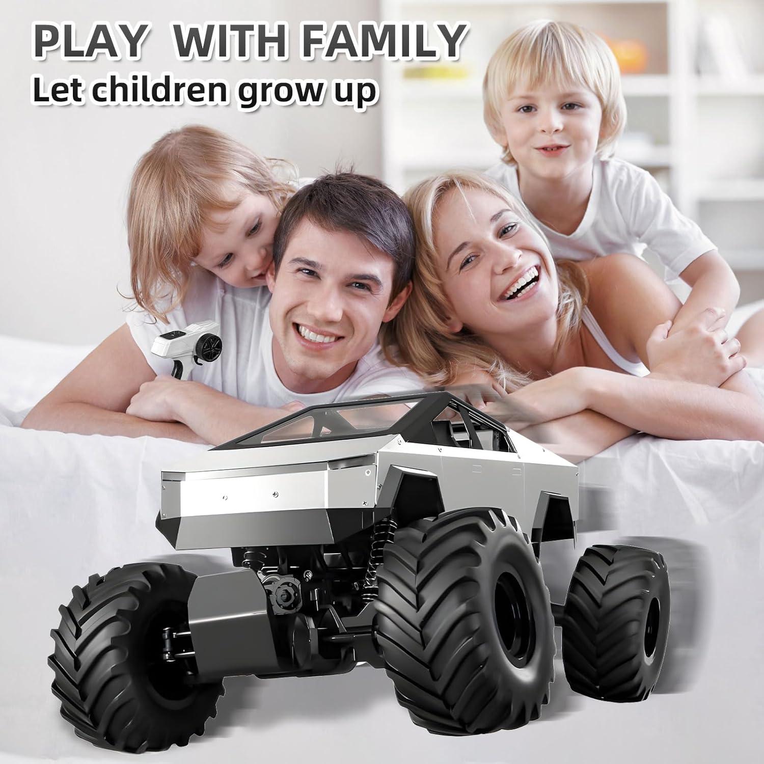 Remote Control Car, 2.4Ghz 1/8 Scale Model Racing Car Toys, Aluminum Alloy 4WD Off-Road PickupTruck with LED Headlight and Rechargeable Battery Gifts for Adults Boys (RC)