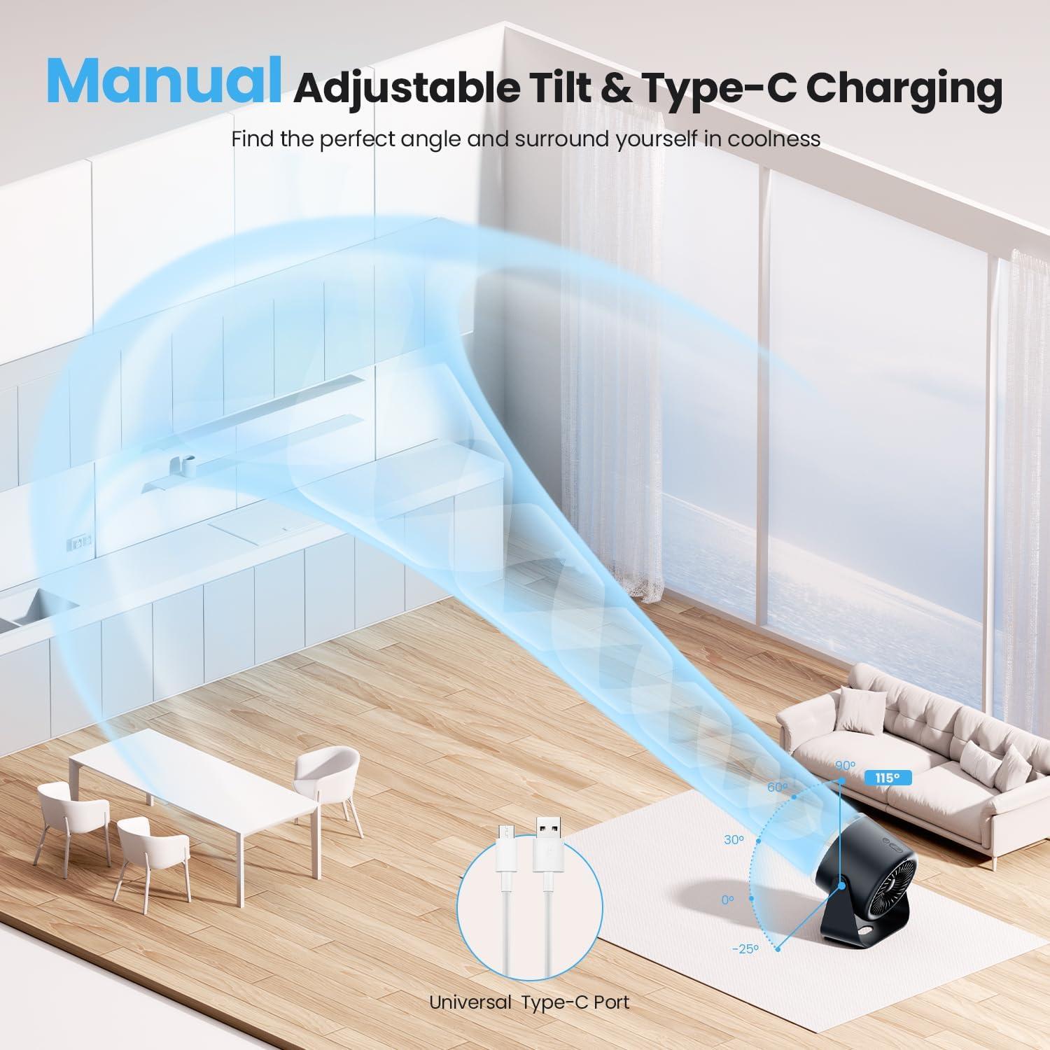 Ventilador de Escritorio WSKEN WSKENS0201 Portátil 100 Velocidades