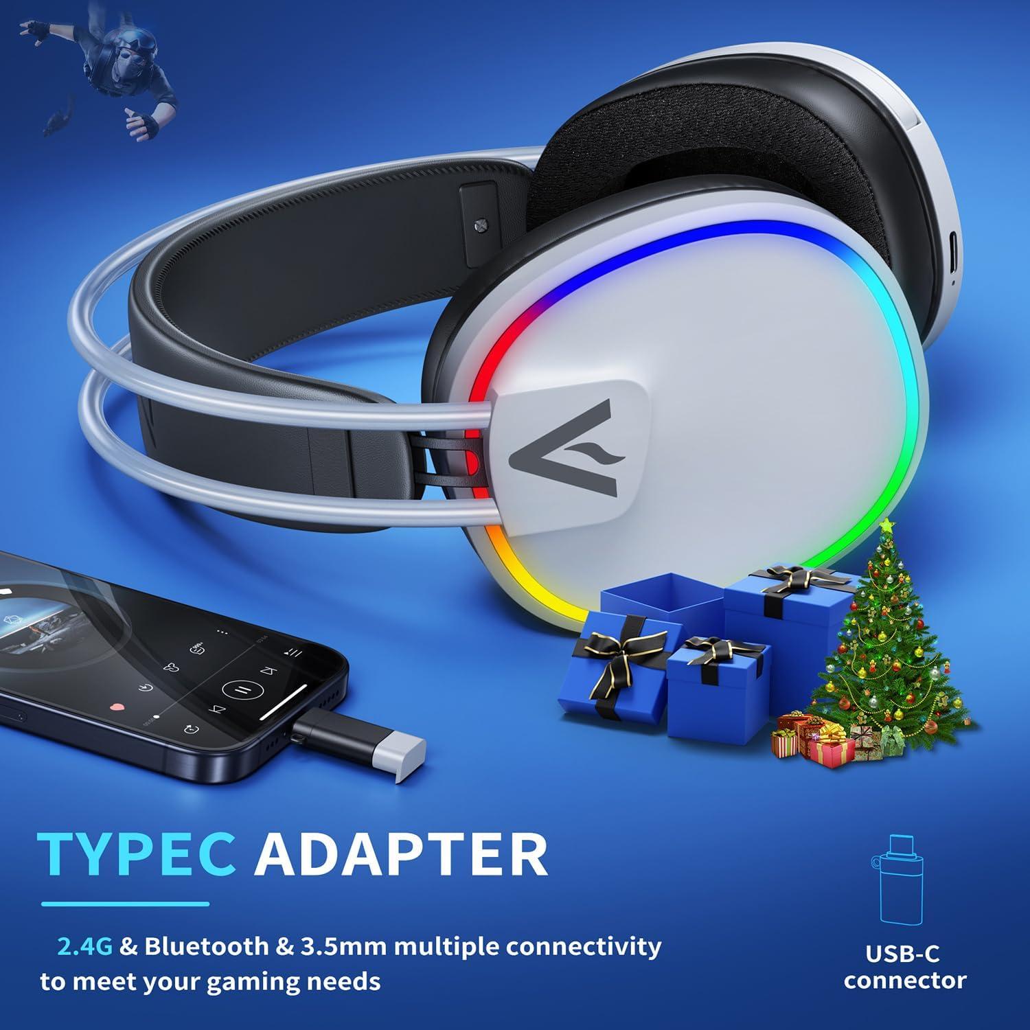 Auriculares Gaming Inalámbricos Bahuun G5000 Pro 40hrs Blanco