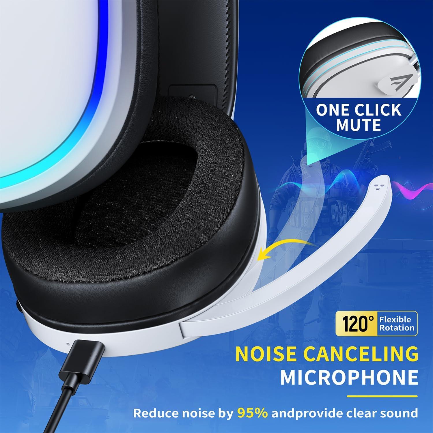 Auriculares Gaming Inalámbricos Bahuun G5000 Pro 40hrs Blanco