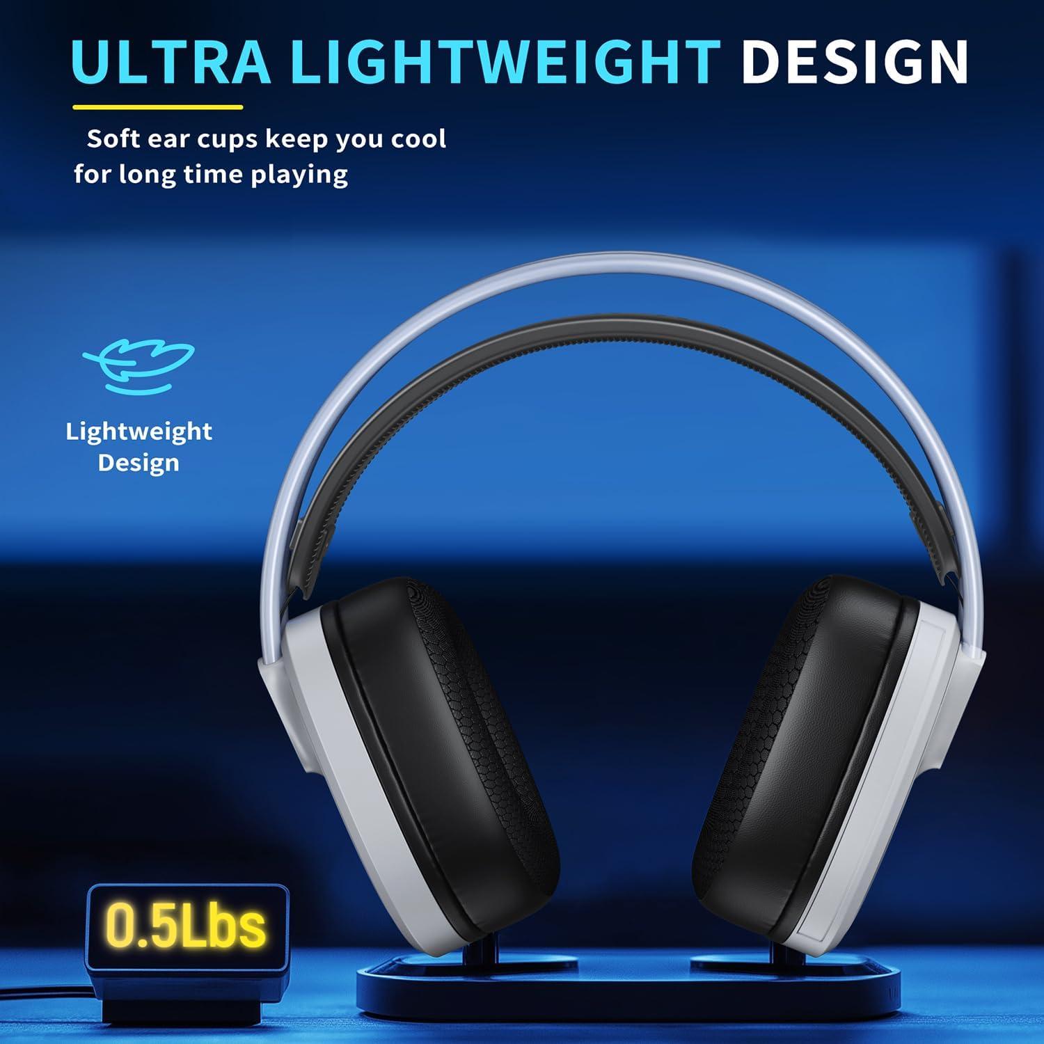 Auriculares Gaming Inalámbricos Bahuun G5000 Pro 40hrs Blanco