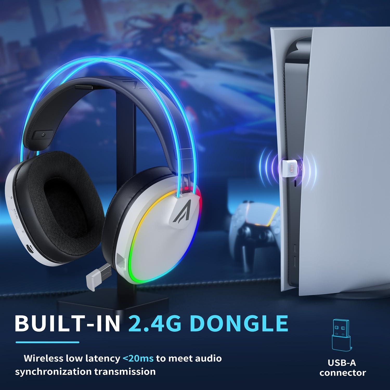 Auriculares Gaming Inalámbricos Bahuun G5000 Pro 40hrs Blanco