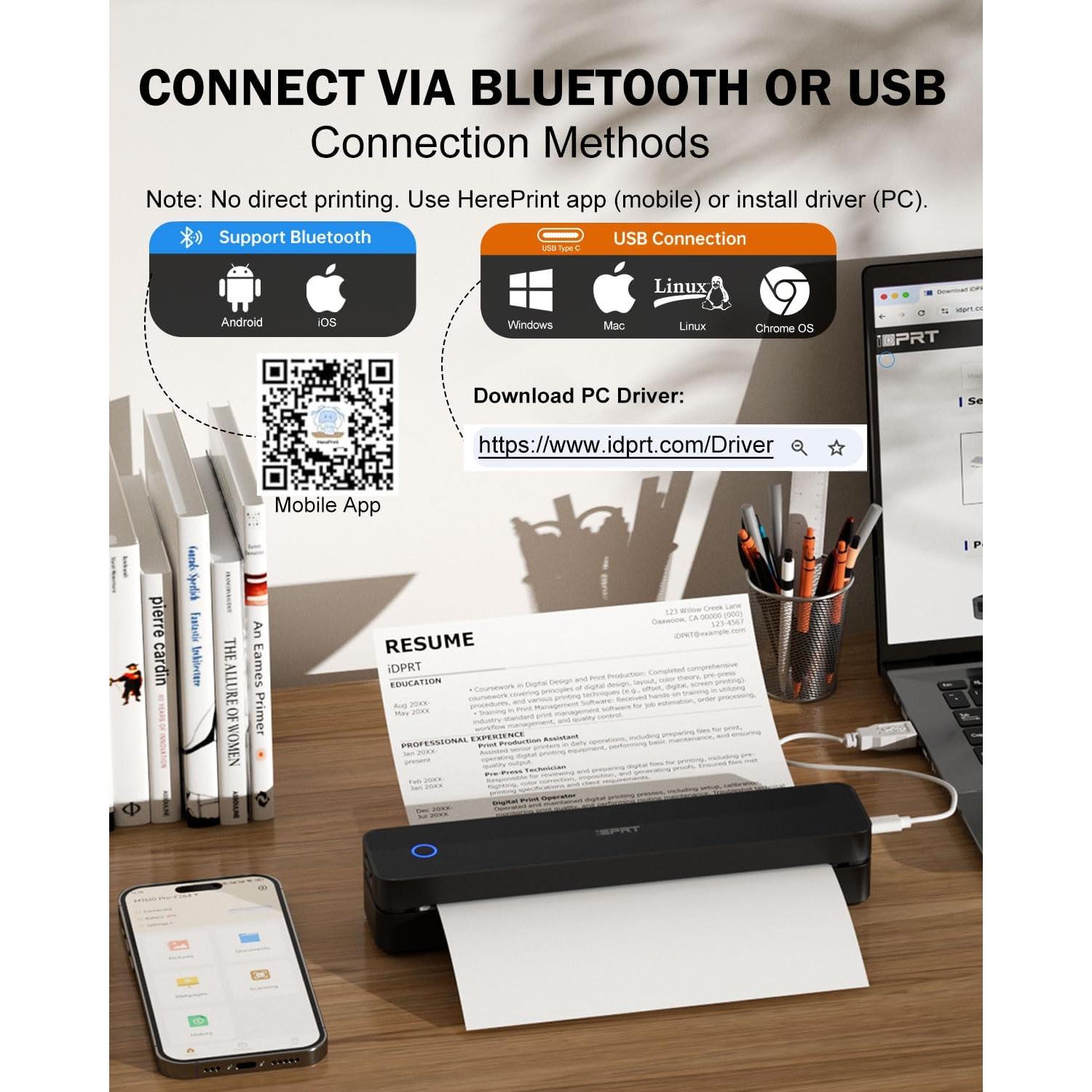 Impresora Portátil Térmica iDPRT MT610 Pro 300 DPI Bluetooth