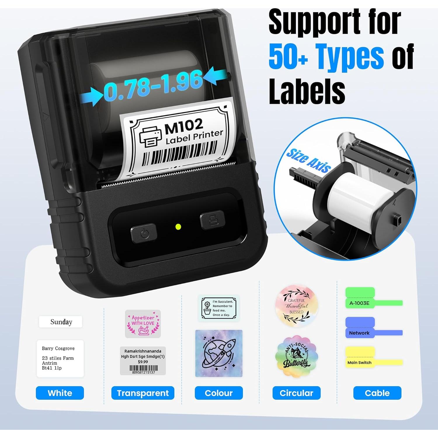 Impresora de Etiquetas Bluetooth Itari M102, 203 dpi, Negro