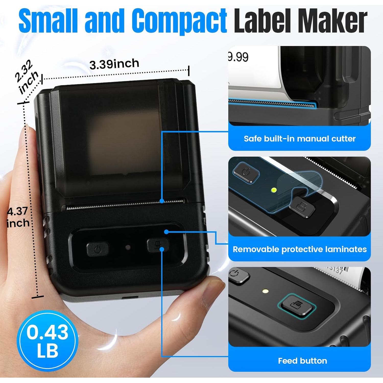 Impresora de Etiquetas Bluetooth Itari M102, 203 dpi, Negro