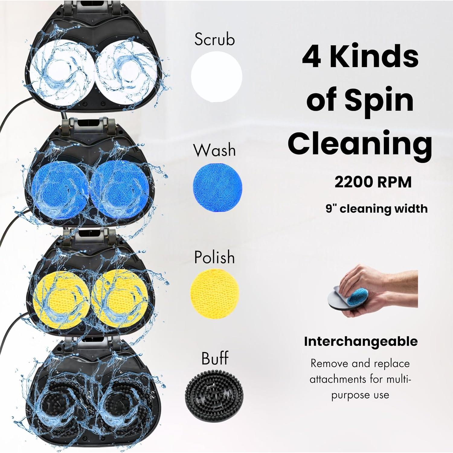 Ewbank EP170 Complete Cleaner, Washer, Scrubber, Scourer, and Polisher, Interchangeable Brushes and Pads Multi-Use Floor Machine, 2200 rpm, Lightweight, Red, 8 Pound