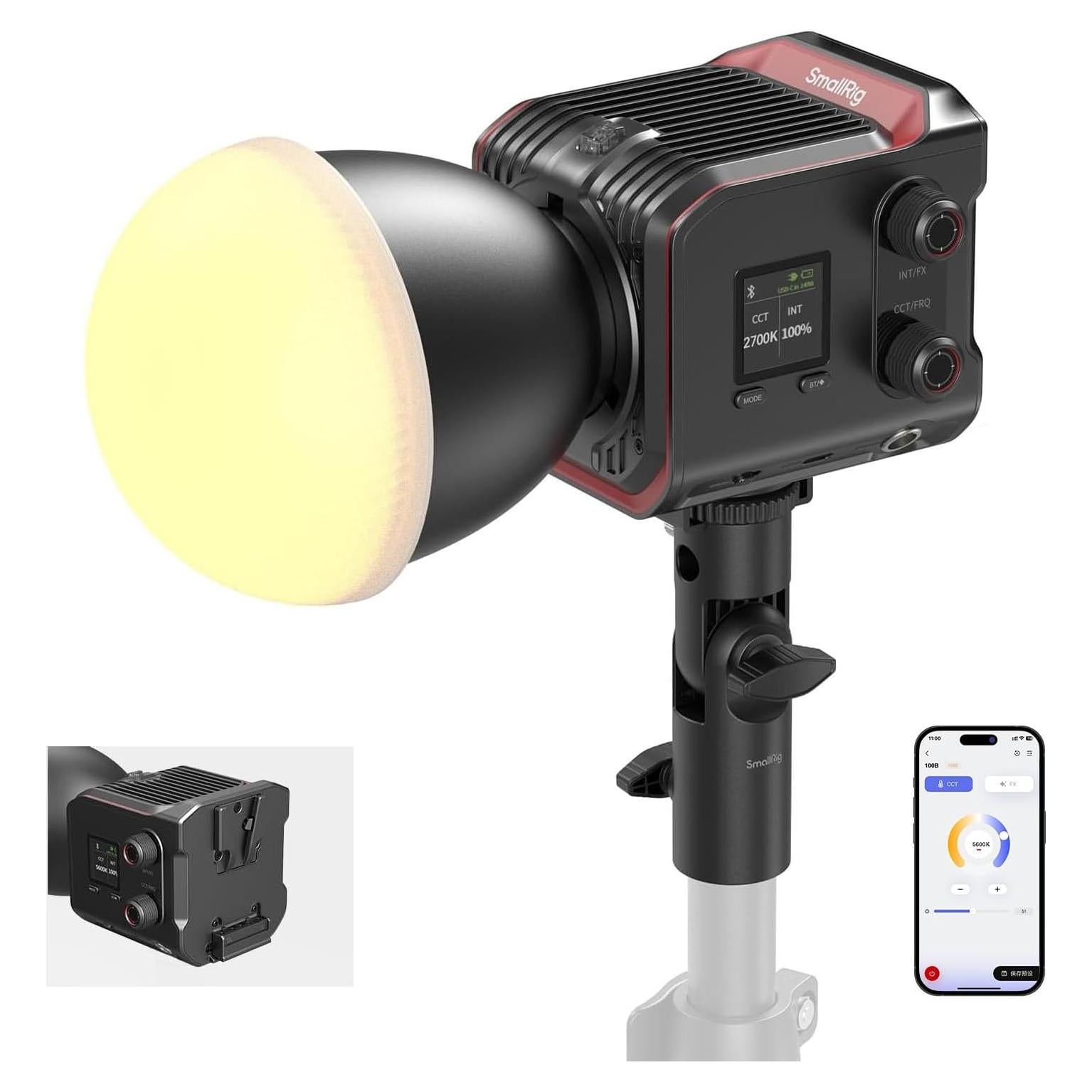 Luz de Video COB SmallRig RC 100B 100W Bi-Color 2700K-6500K