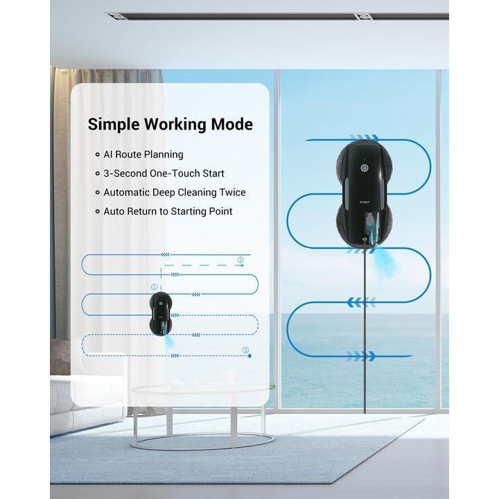 Robot Limpiador de Ventanas FMART T9PRO - 3800PA, Control Remoto