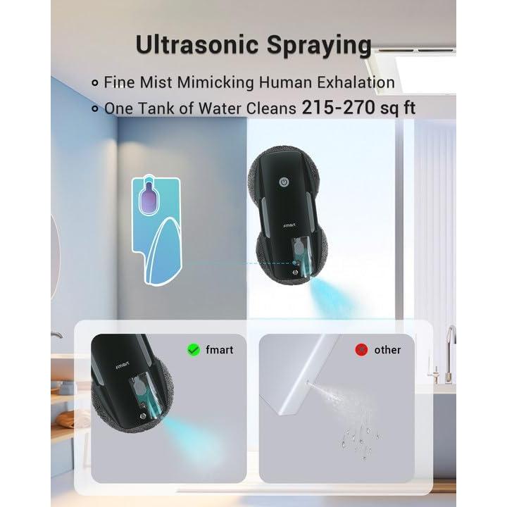 Robot Limpiador de Ventanas FMART T9PRO - 3800PA, Control Remoto