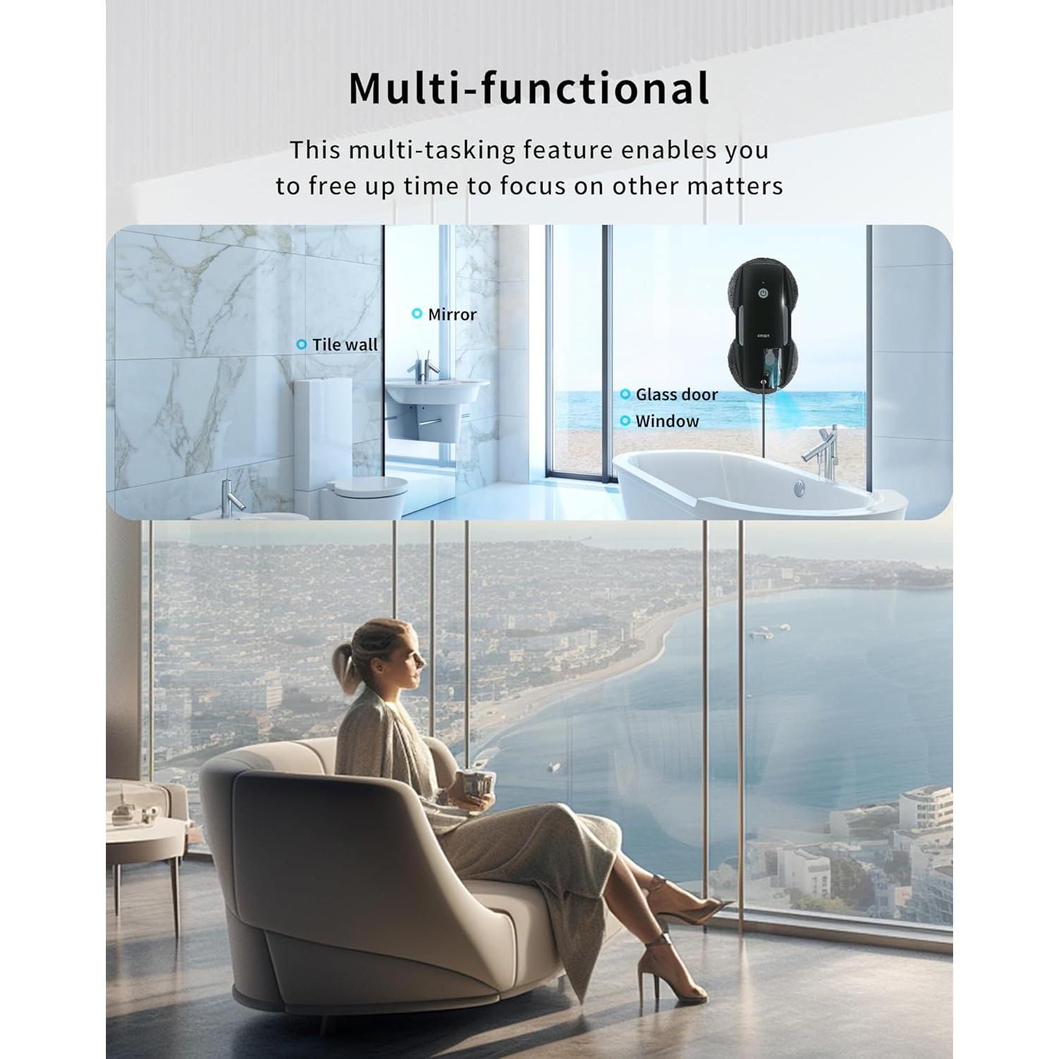 Robot Limpiador de Ventanas FMART T9PRO - 3800PA, Control Remoto