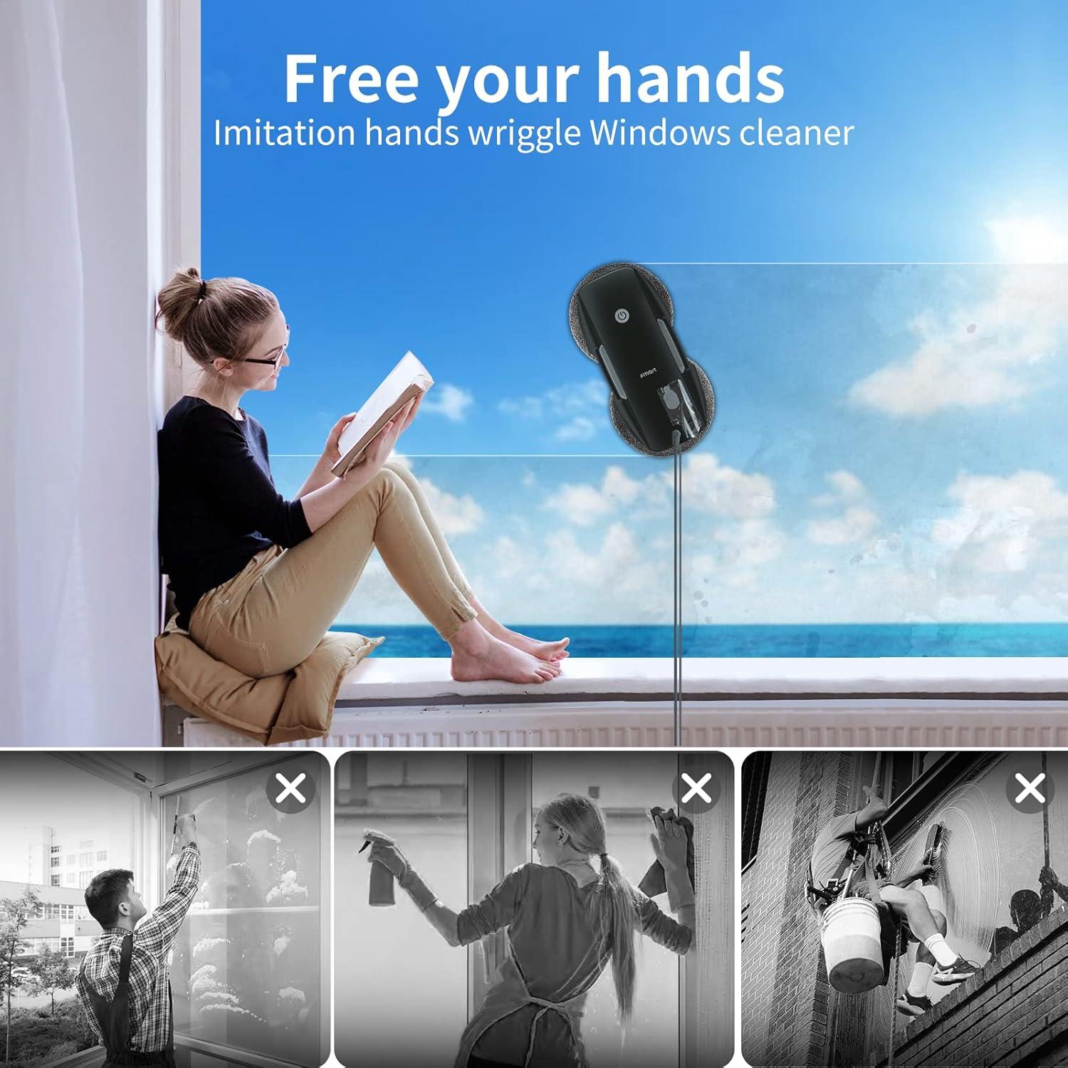 Robot Limpiador de Ventanas FMART T9PRO - 3800PA, Control Remoto