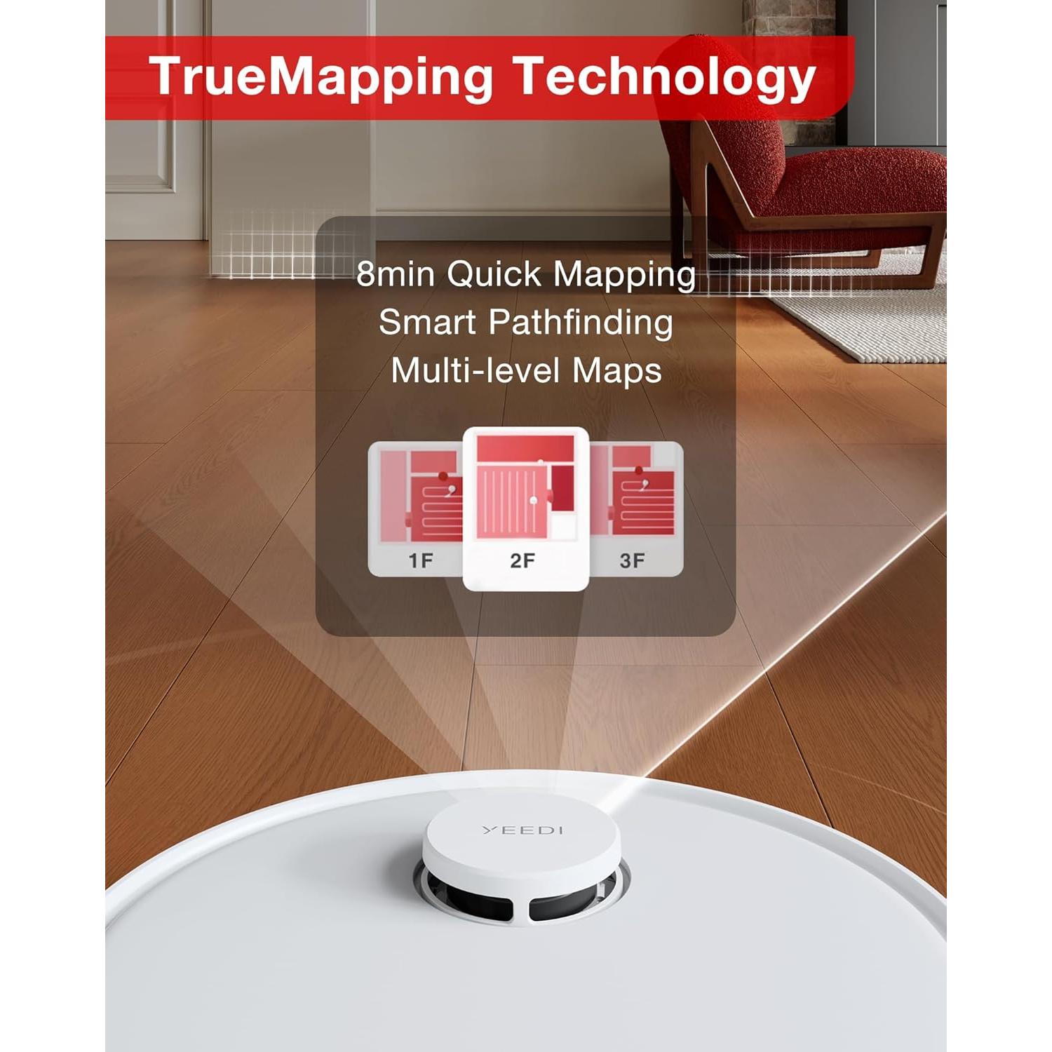 Aspiradora Robot Yeedi C12, Succión 8000Pa, Mopa, Blanca