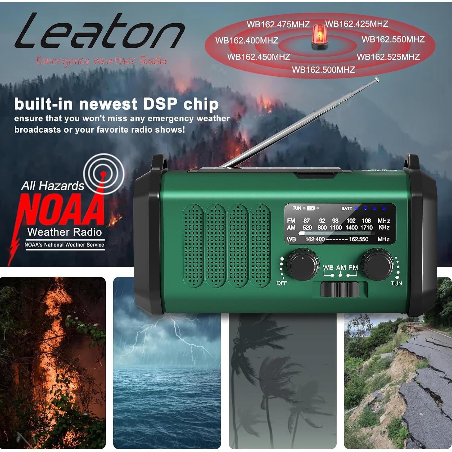 Radio de Emergencia NOAA Leaton 20000mAh con Linterna y SOS